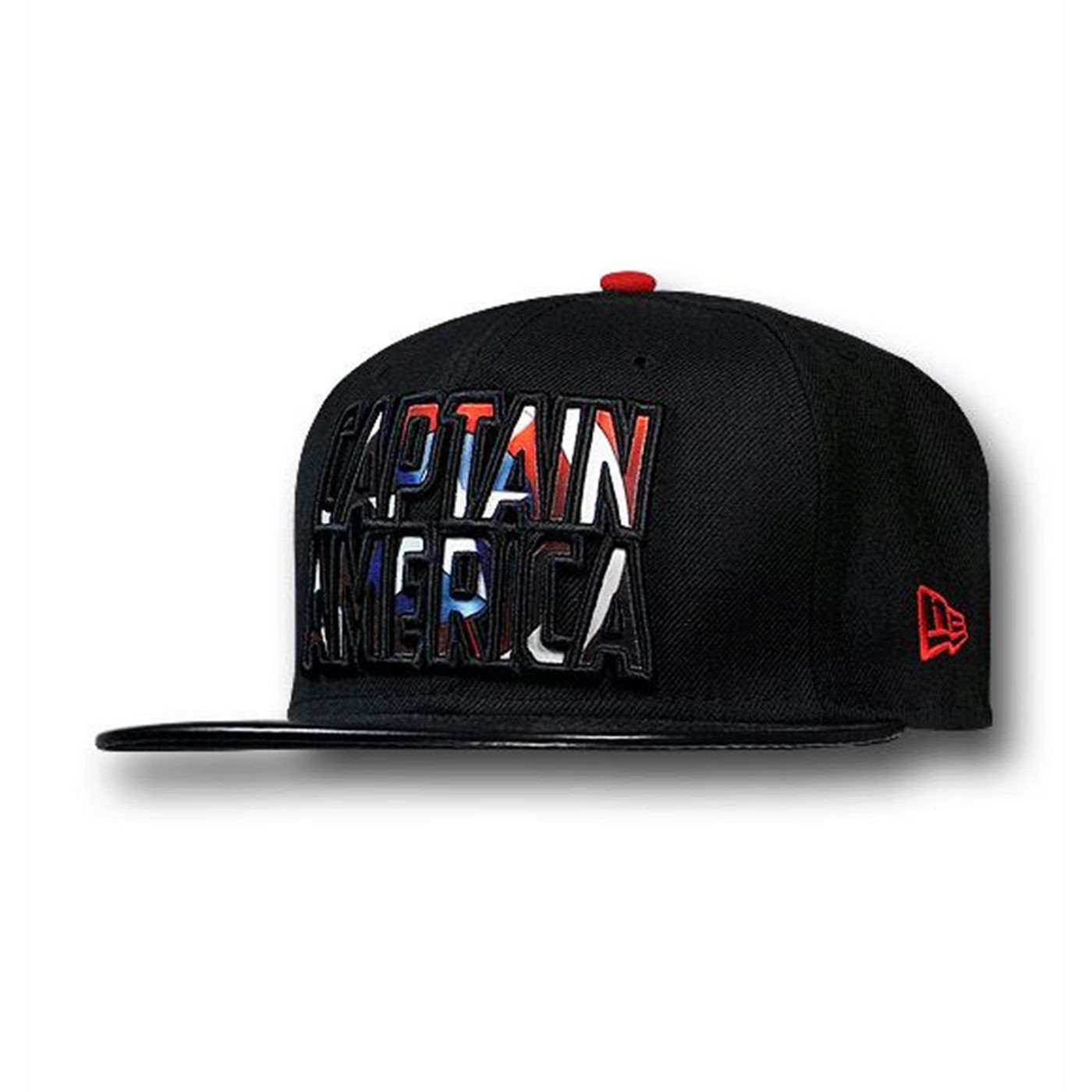Captain America Shield Fill Logo 59Fifty Flat Bill Cap, Black