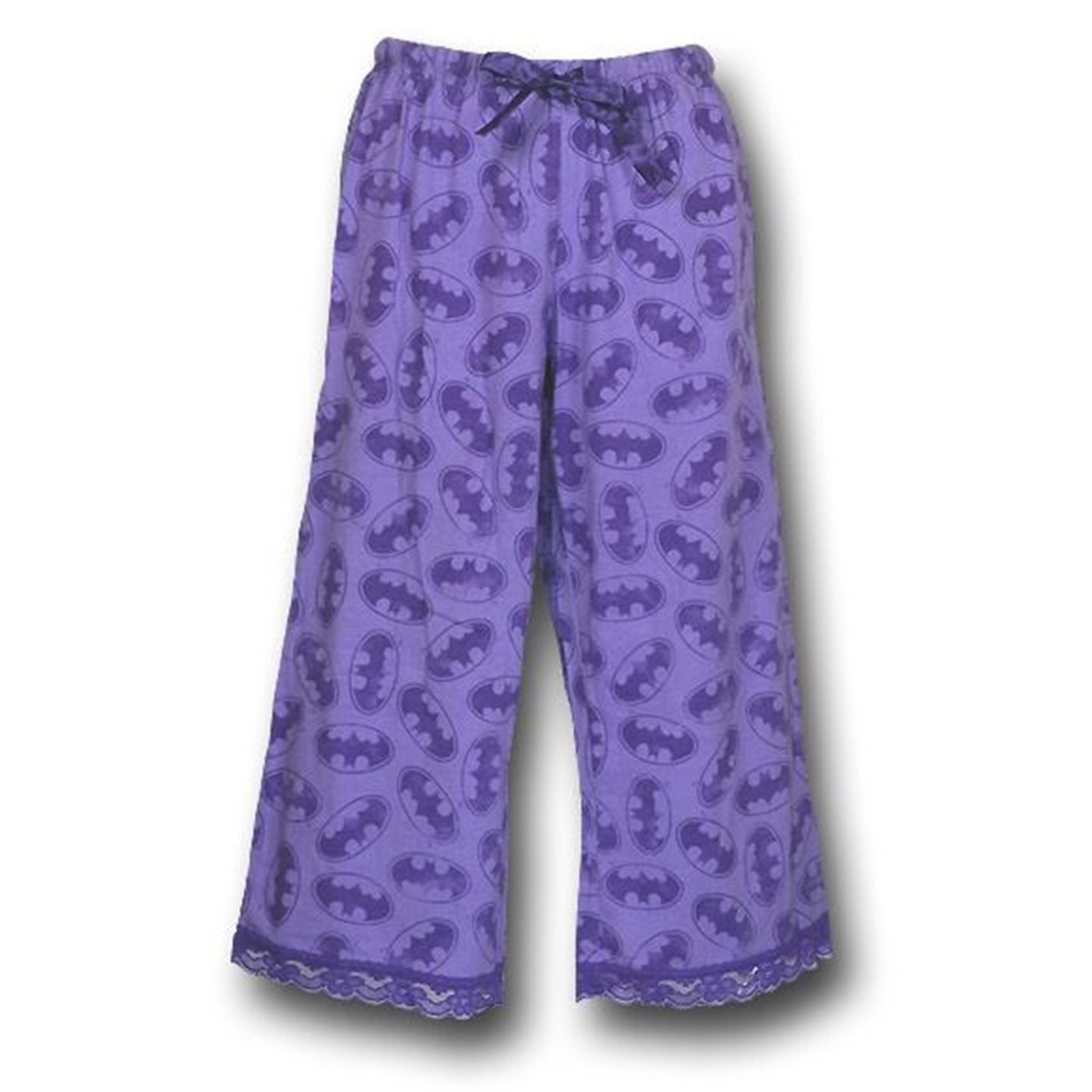 Batgirl Purple Logo Lace Trim Capri, Purple