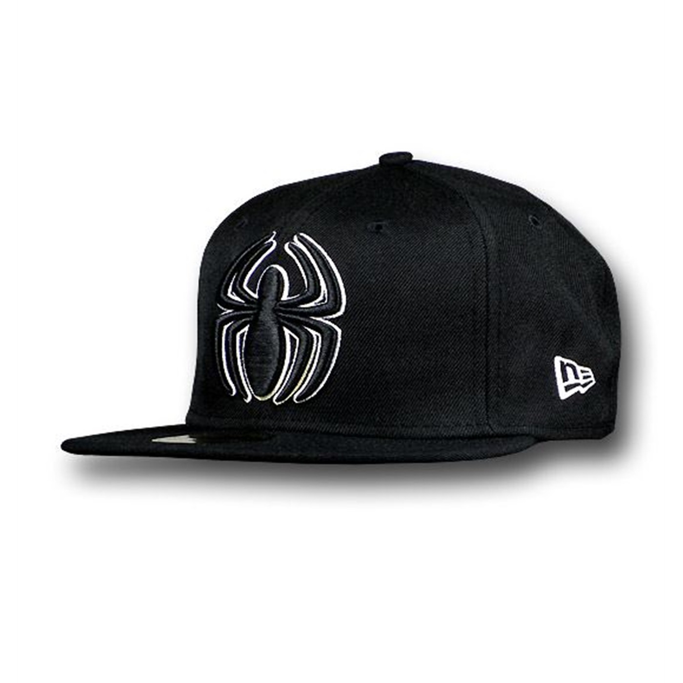 Spiderman 59Fifty Black White Spider Flat Bill Cap, Black