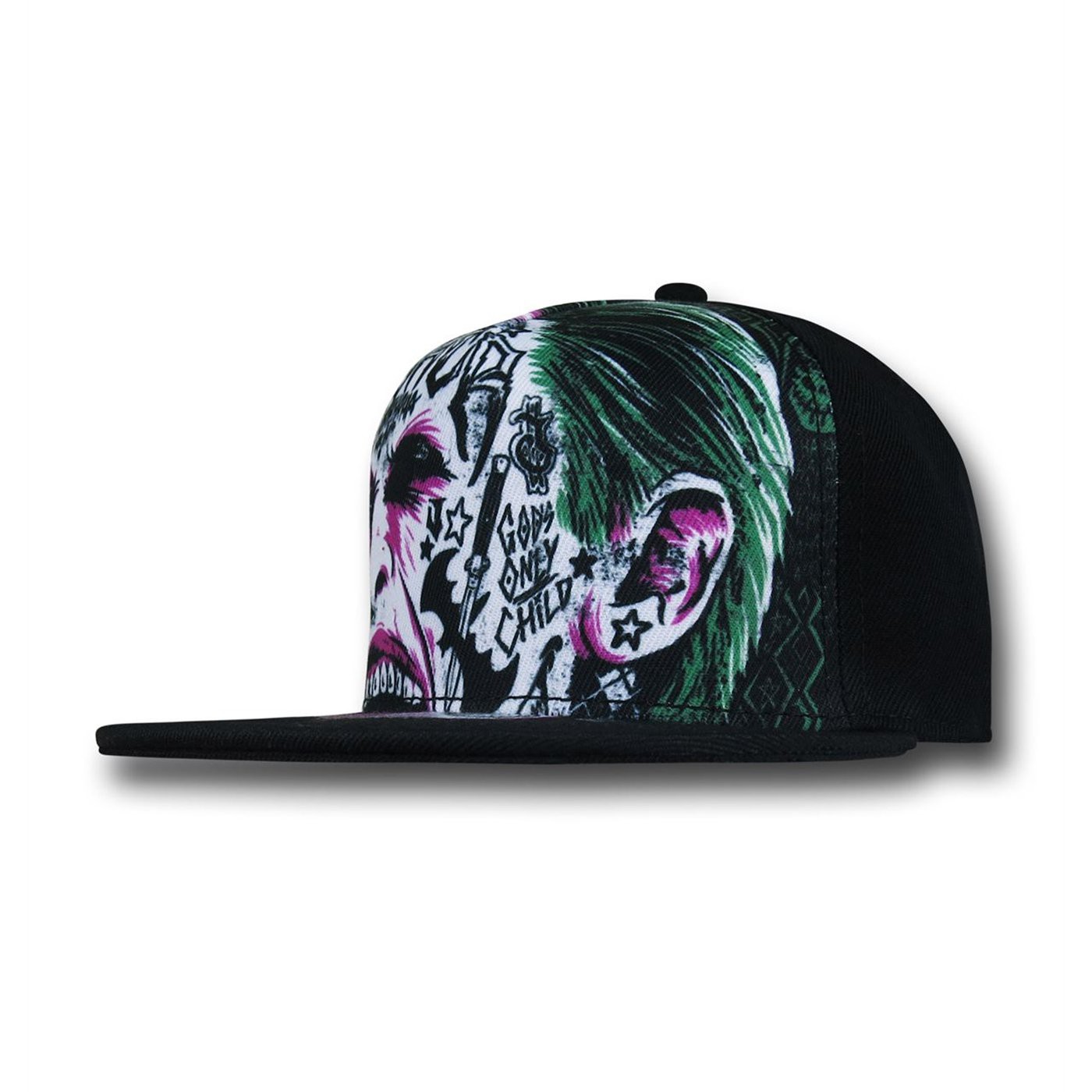 Suicide Squad Joker Tatted Snapback Hat, Black