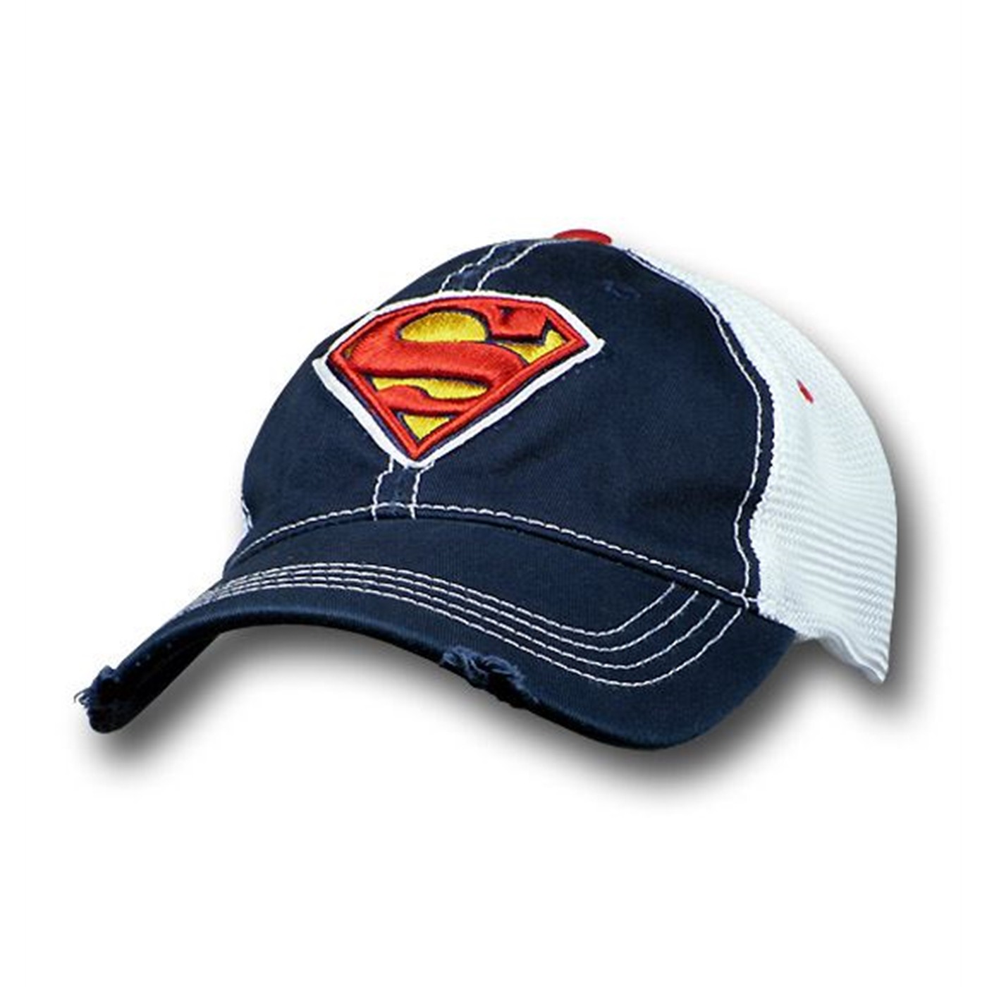 Superman Distressed 3-D Patch Symbol Baseball Cap, Blue