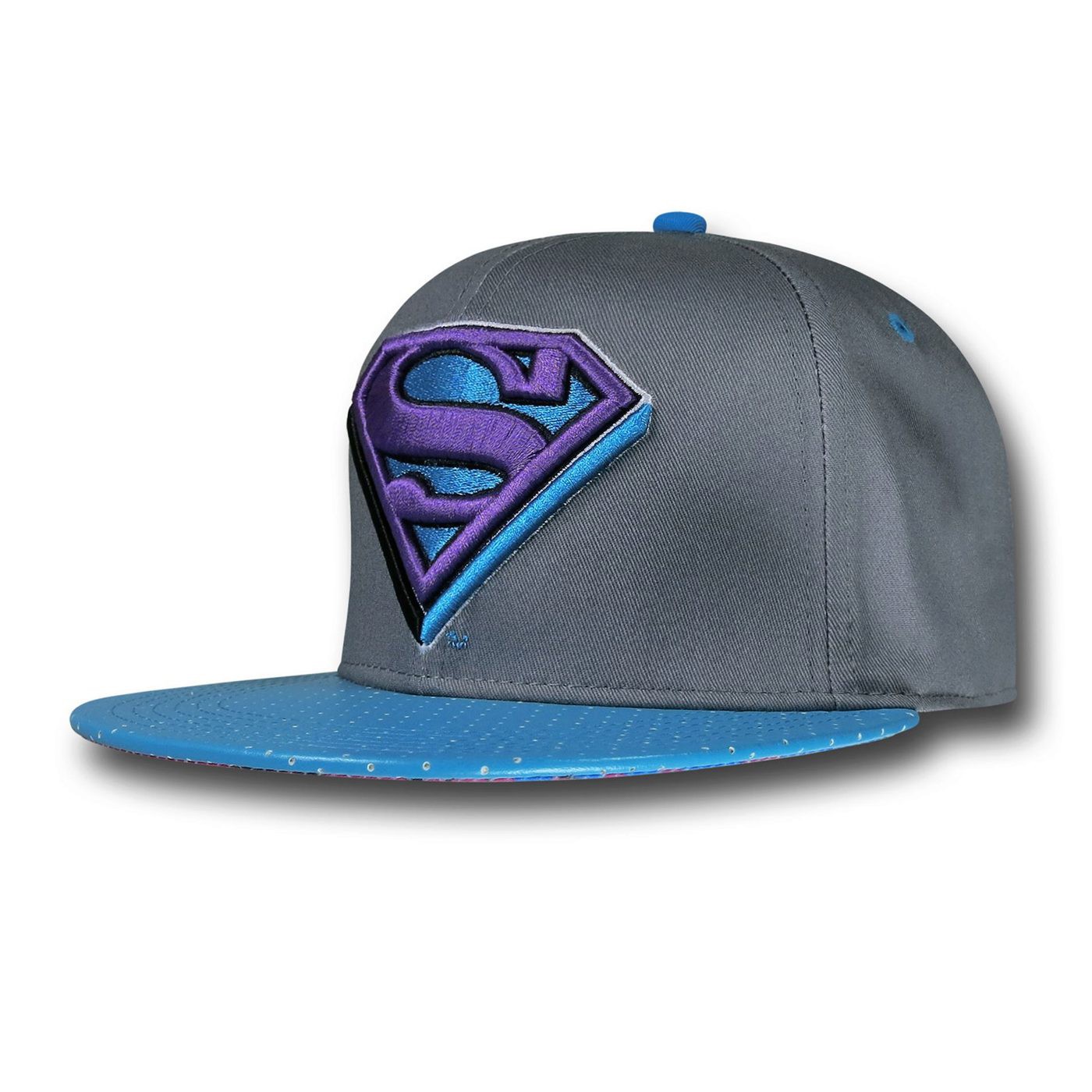 Superman 3D Logo Sublimated Brim Cap, Grey