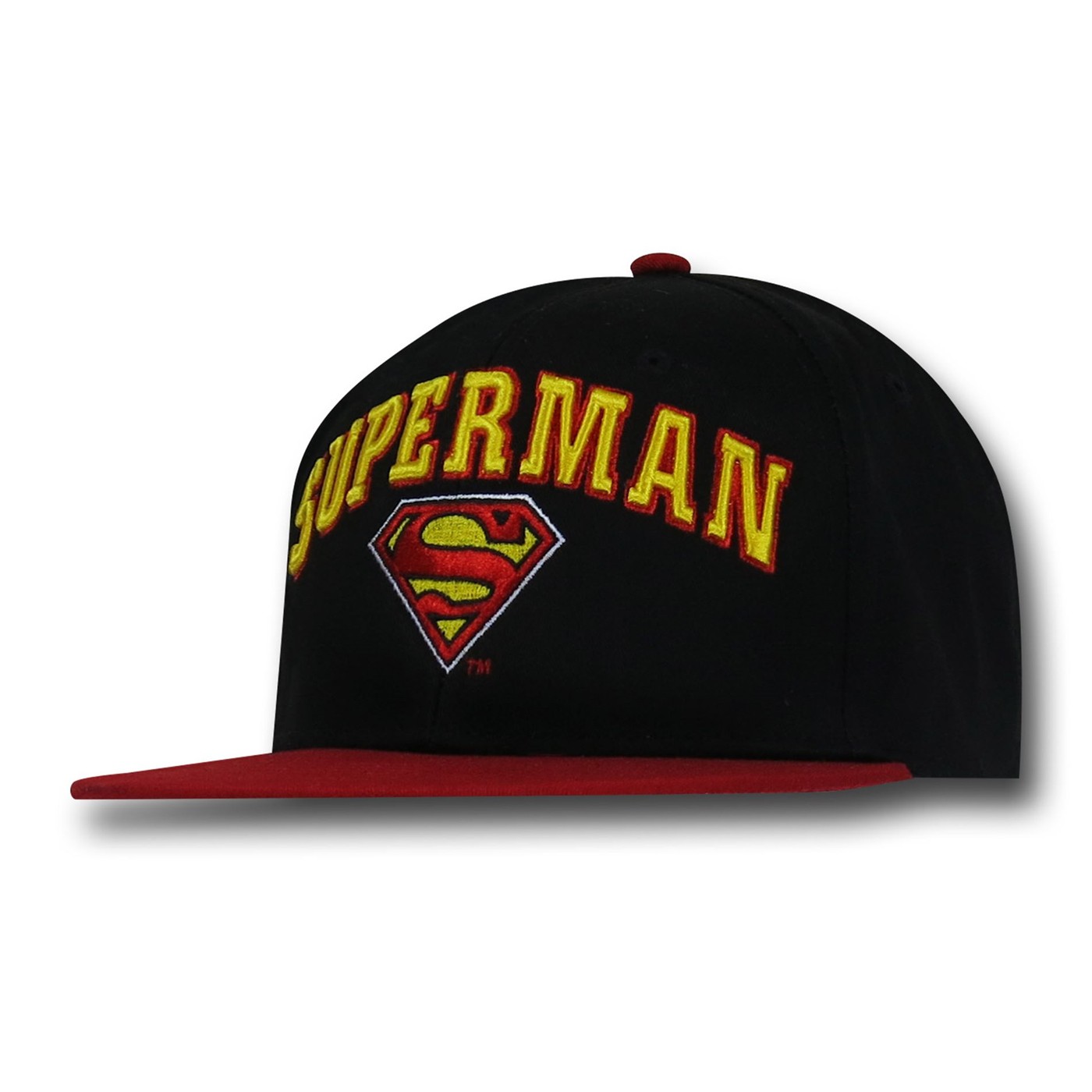 Superman Embroidered Logo Snapback Cap, Black