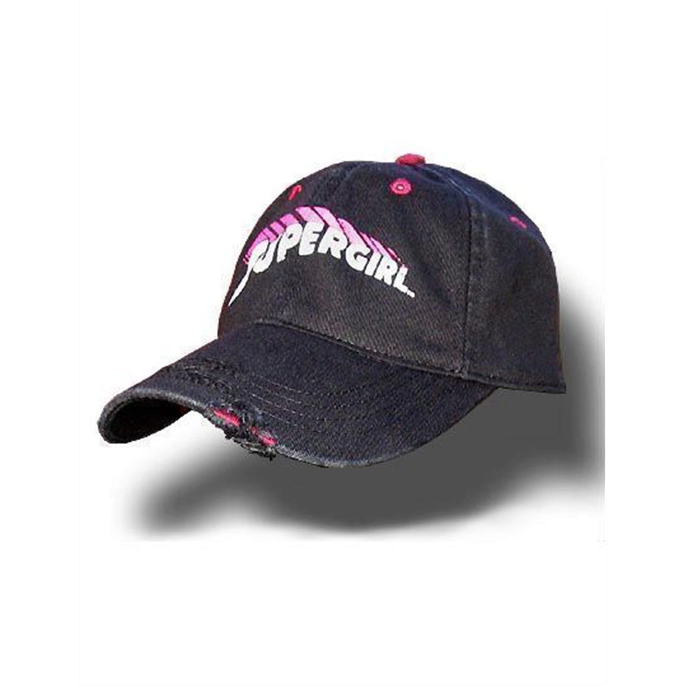 Supergirl Shredded Logo Baseball Cap, Black