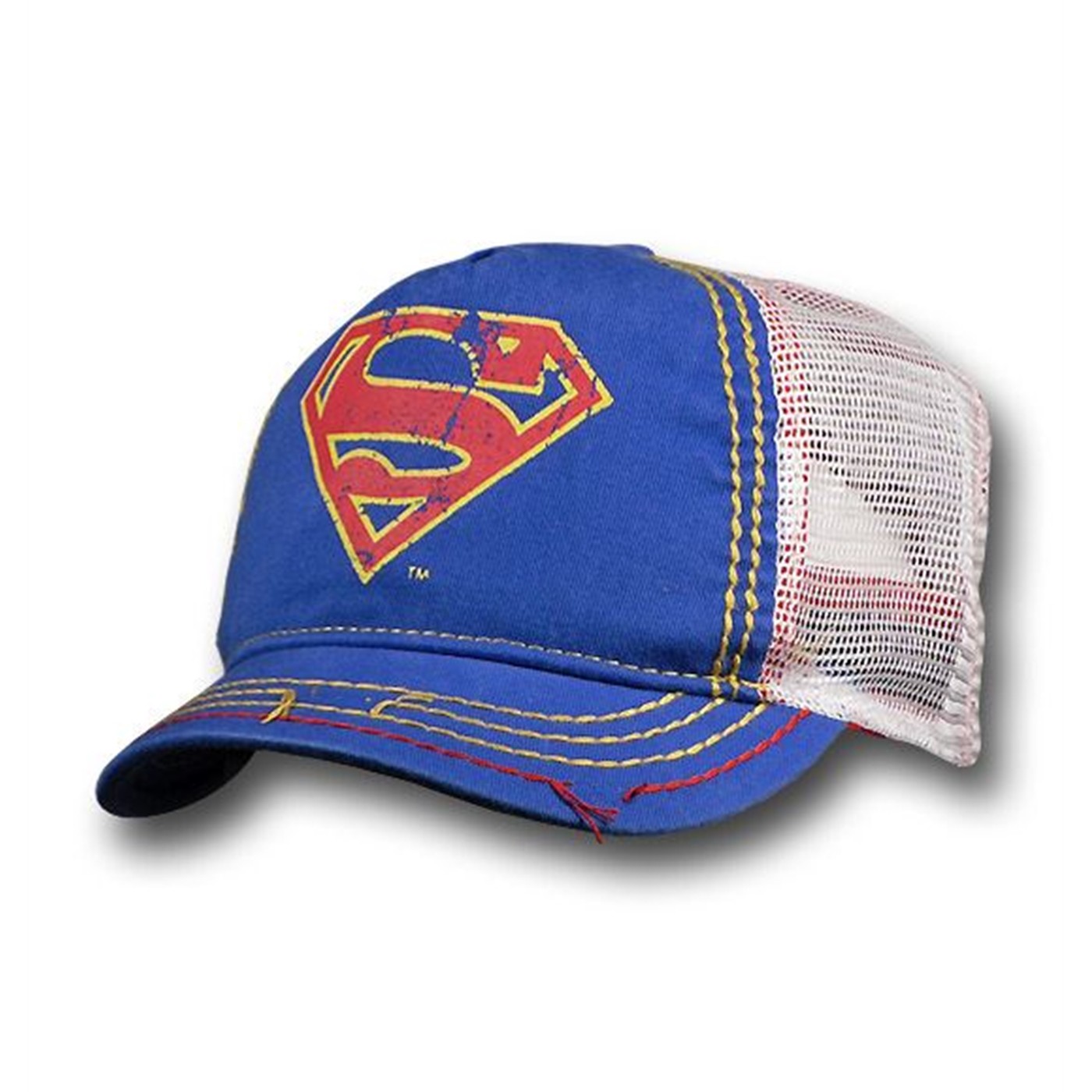 Supergirl Womens Blue on White Mesh Go Go Cap, Blue
