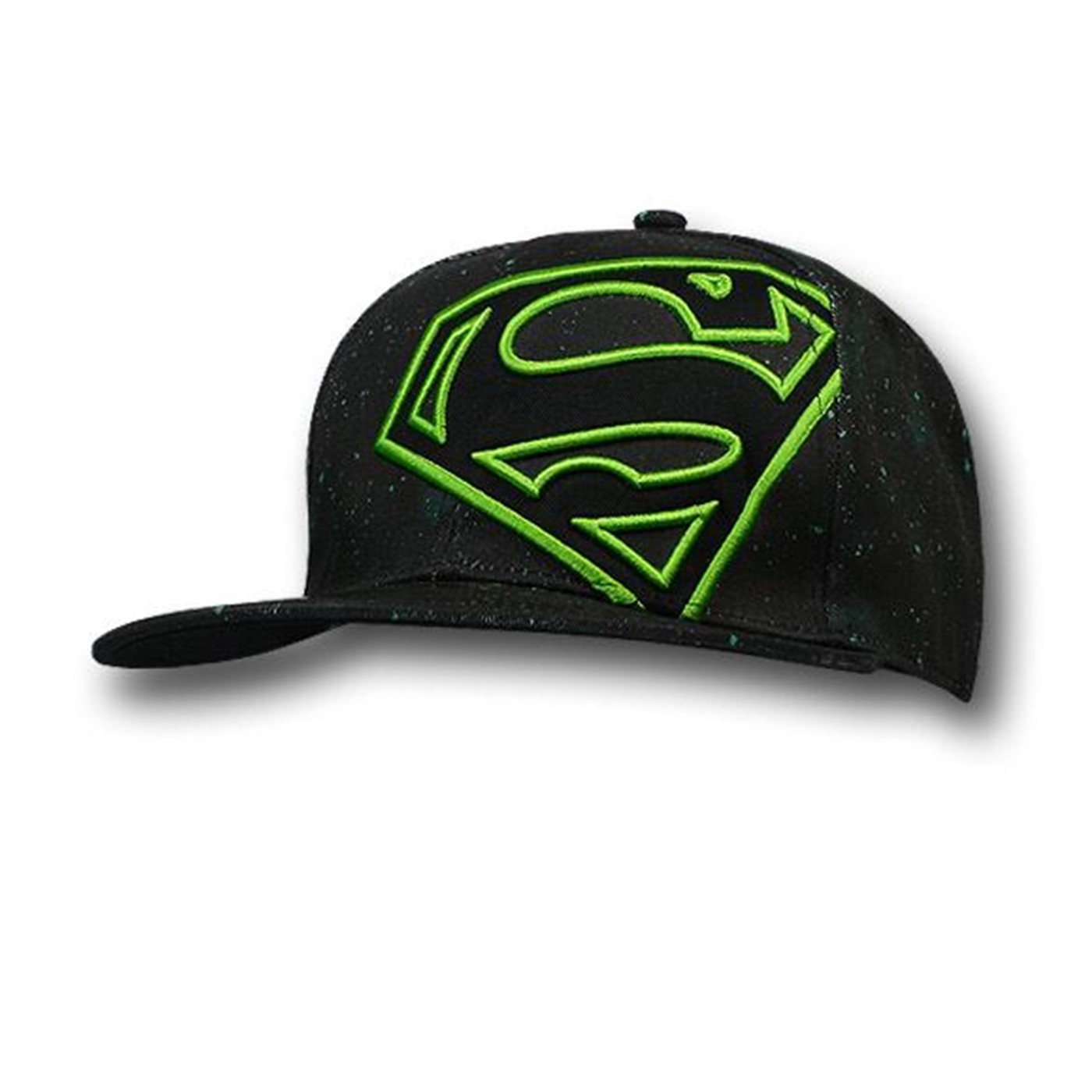 Superman Green Symbol Flat Bill Cap, Black