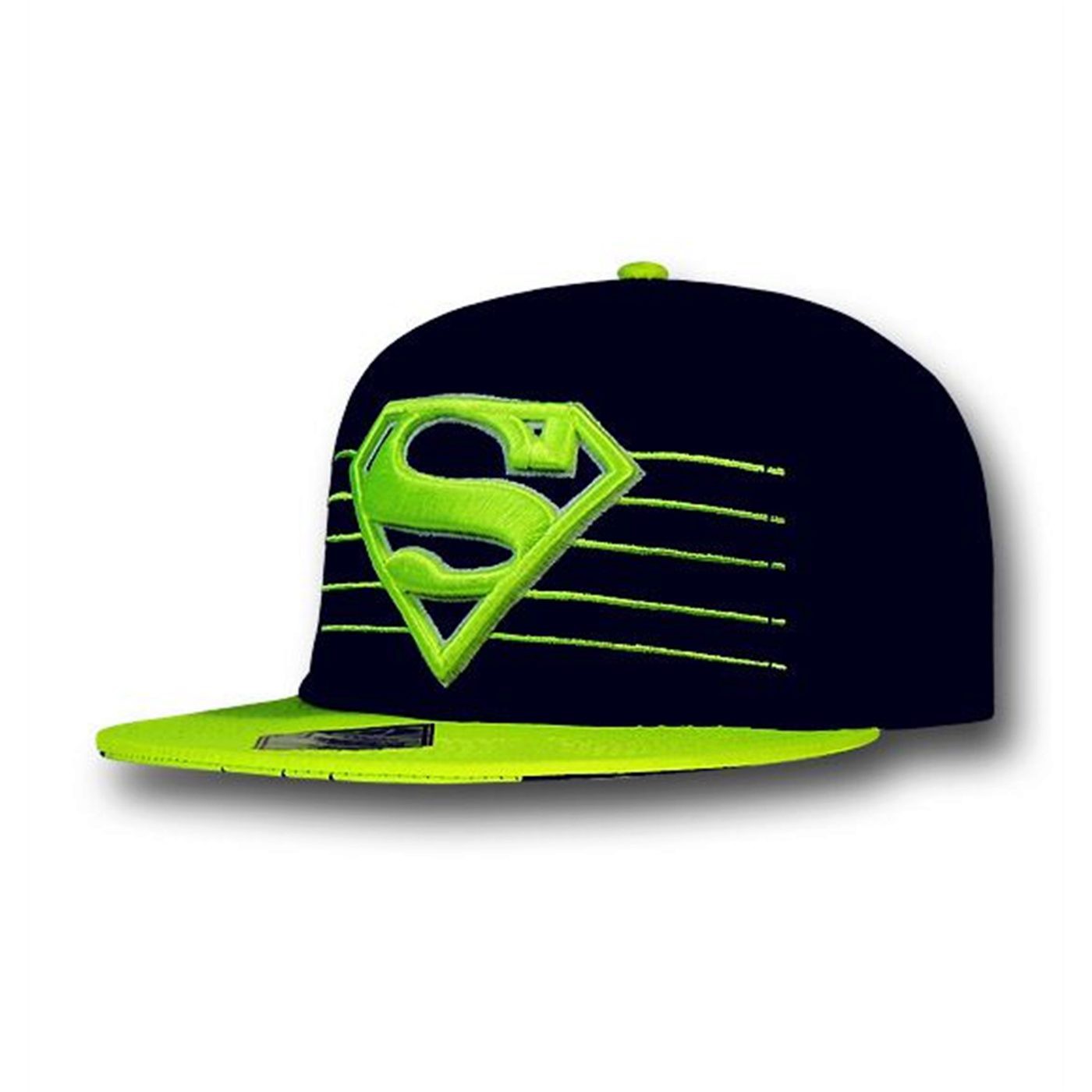 Superman Highlighter on Navy Snapback Cap, Blue