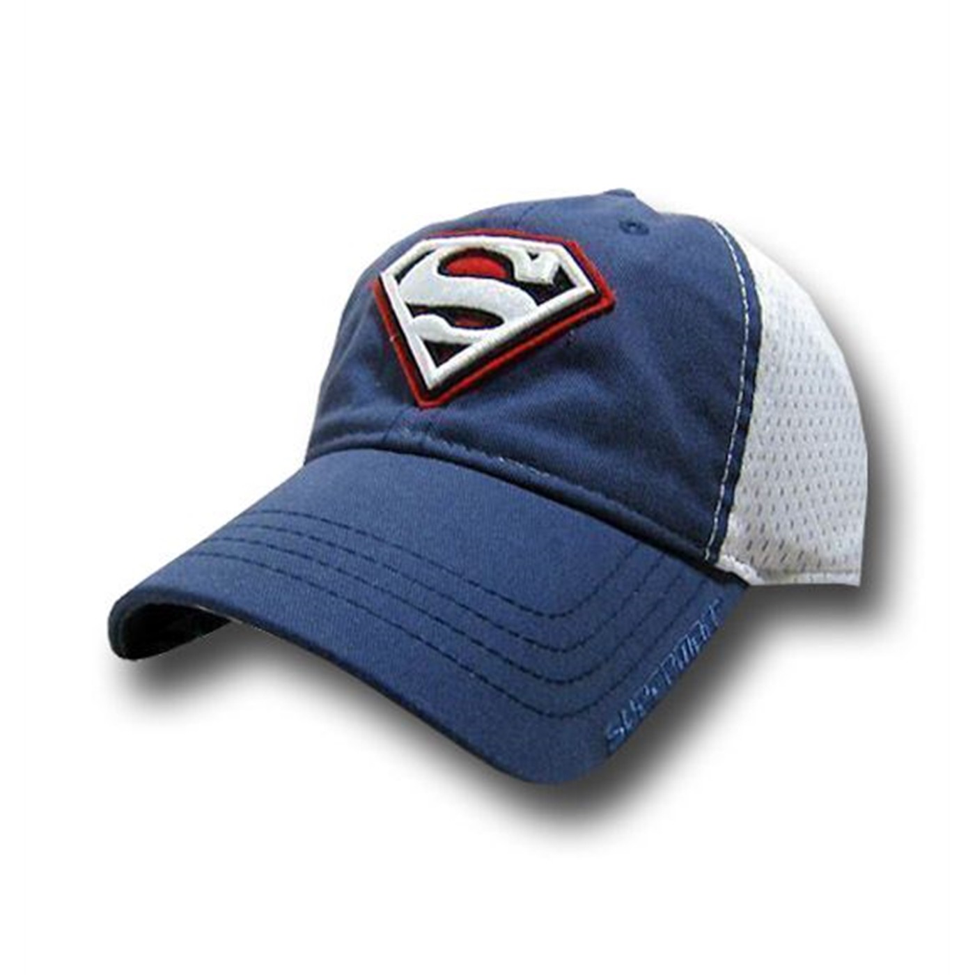 Superman Mesh Mens Navy Flex Baseball Cap, Blue