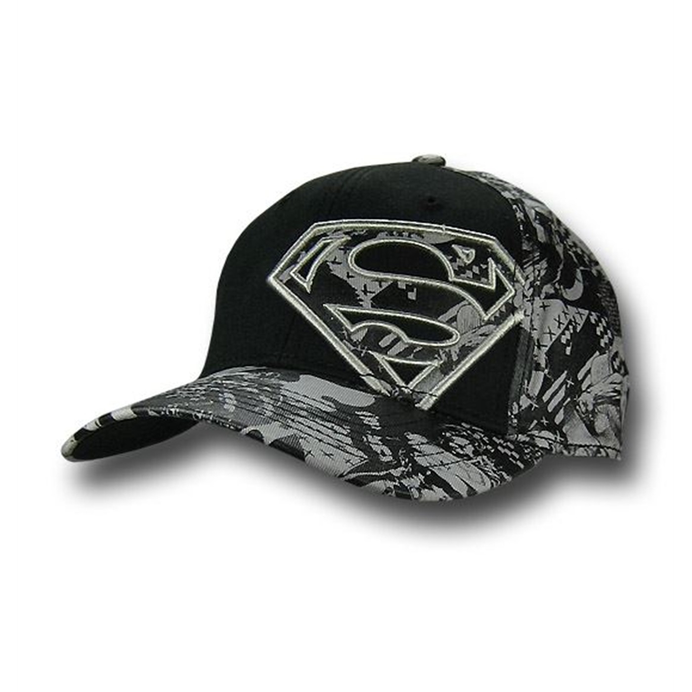 Superman Off Center Symbol and Image Baseball Cap, Black