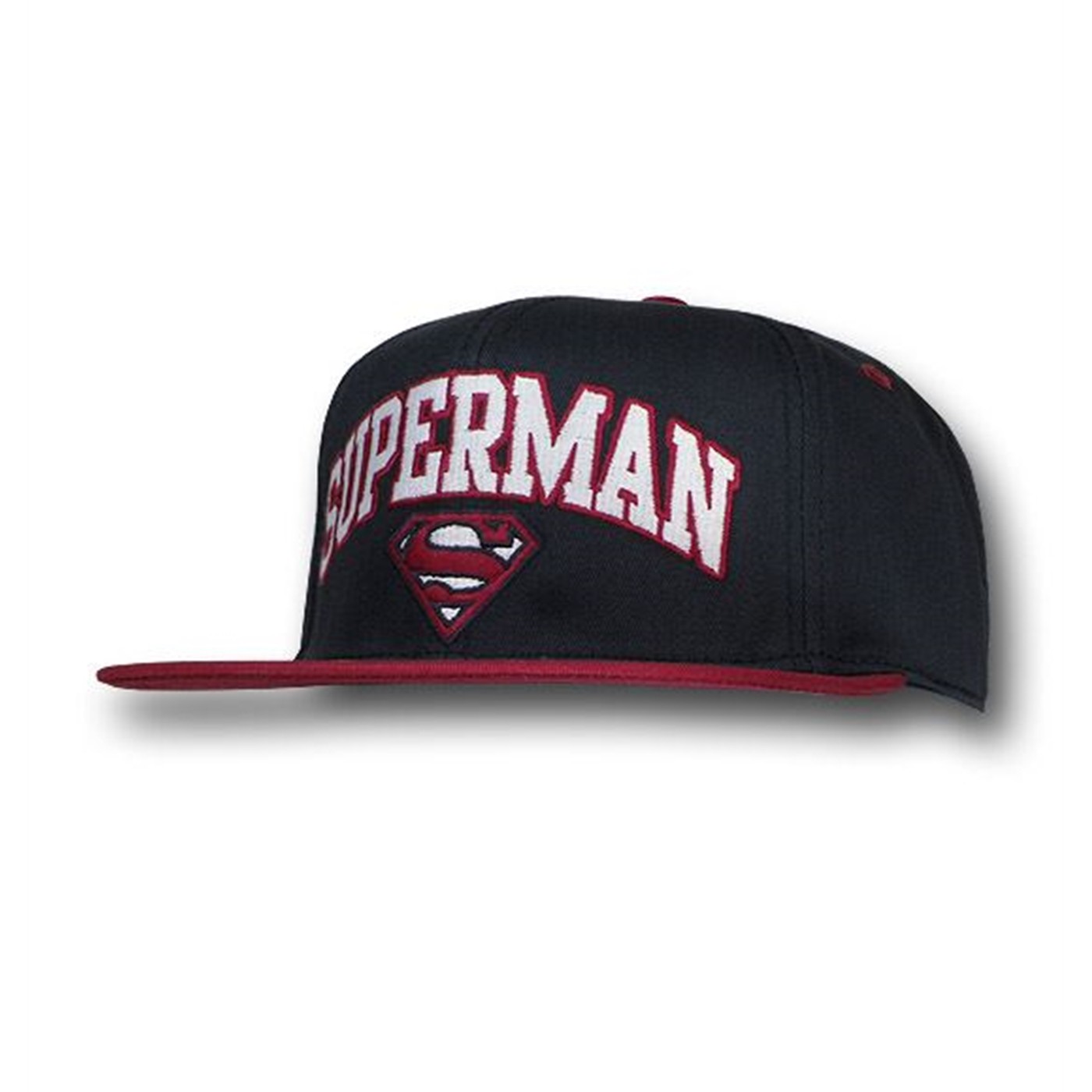 Superman Logo Snapback Red Flat Bill Cap, Blue