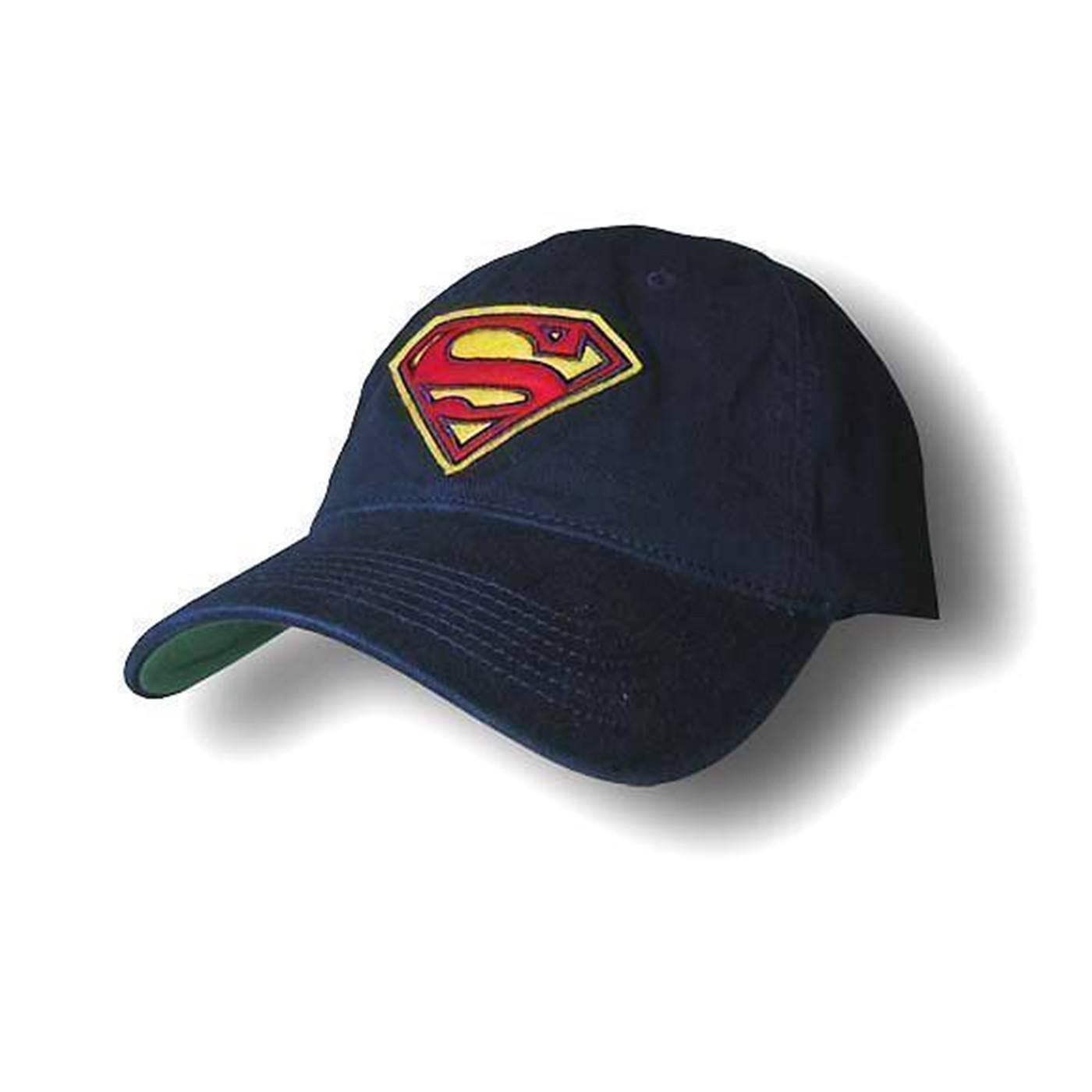 Superman Red Yellow Felt Symbol Fitted Baseball Cap, Blue