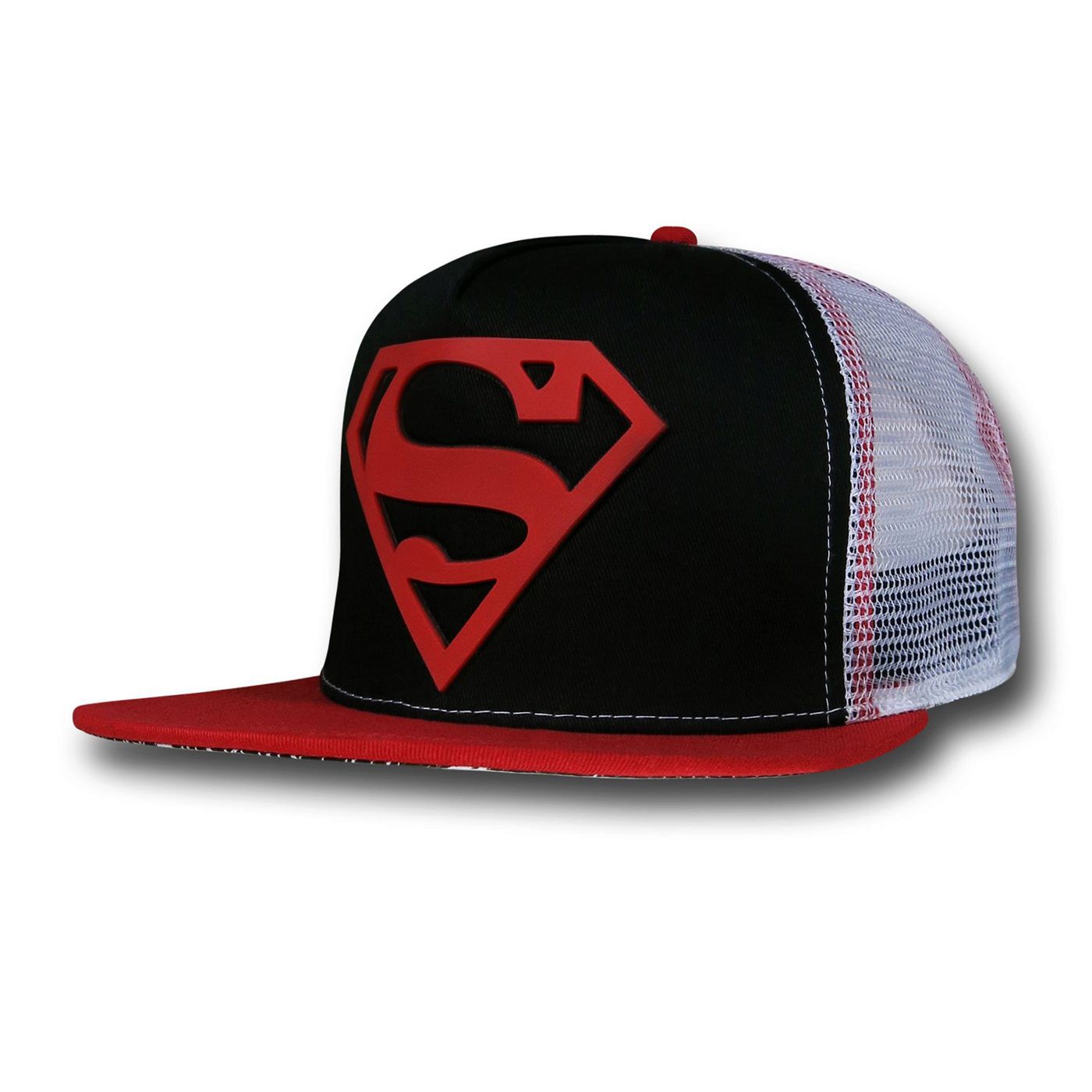 Superman Rubber Patch Sublimated Brim Cap, Red