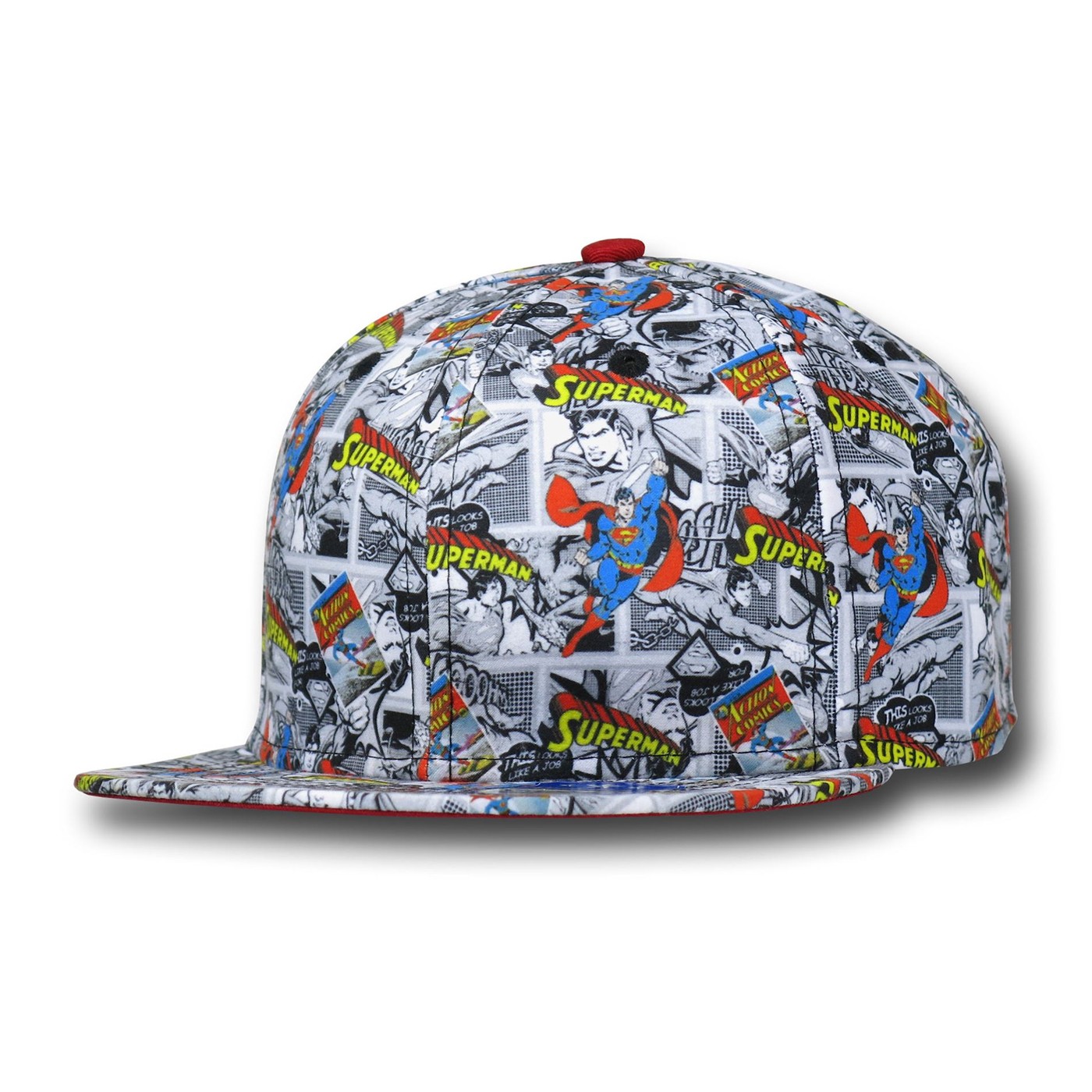 Superman Sublimated Comic Art Kids Cap, White