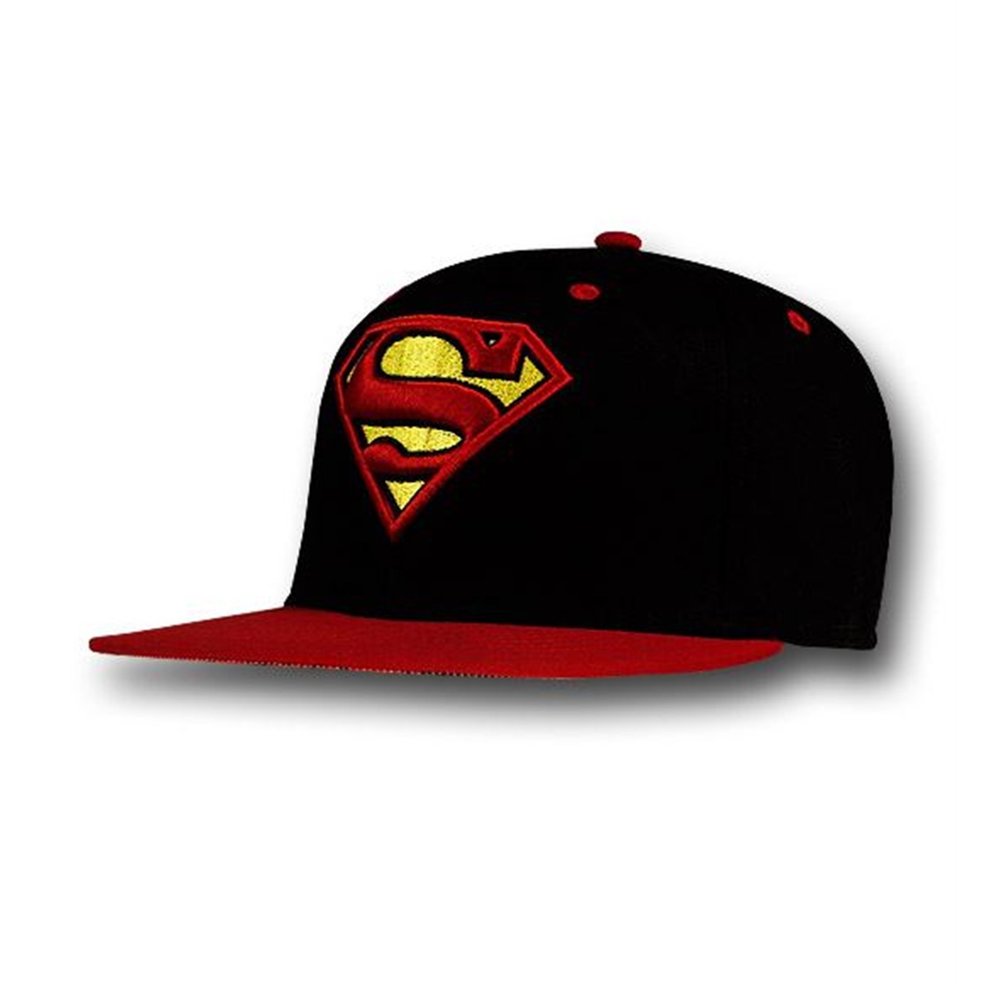 Superman Subliminal Print Flat Bill Cap, Black