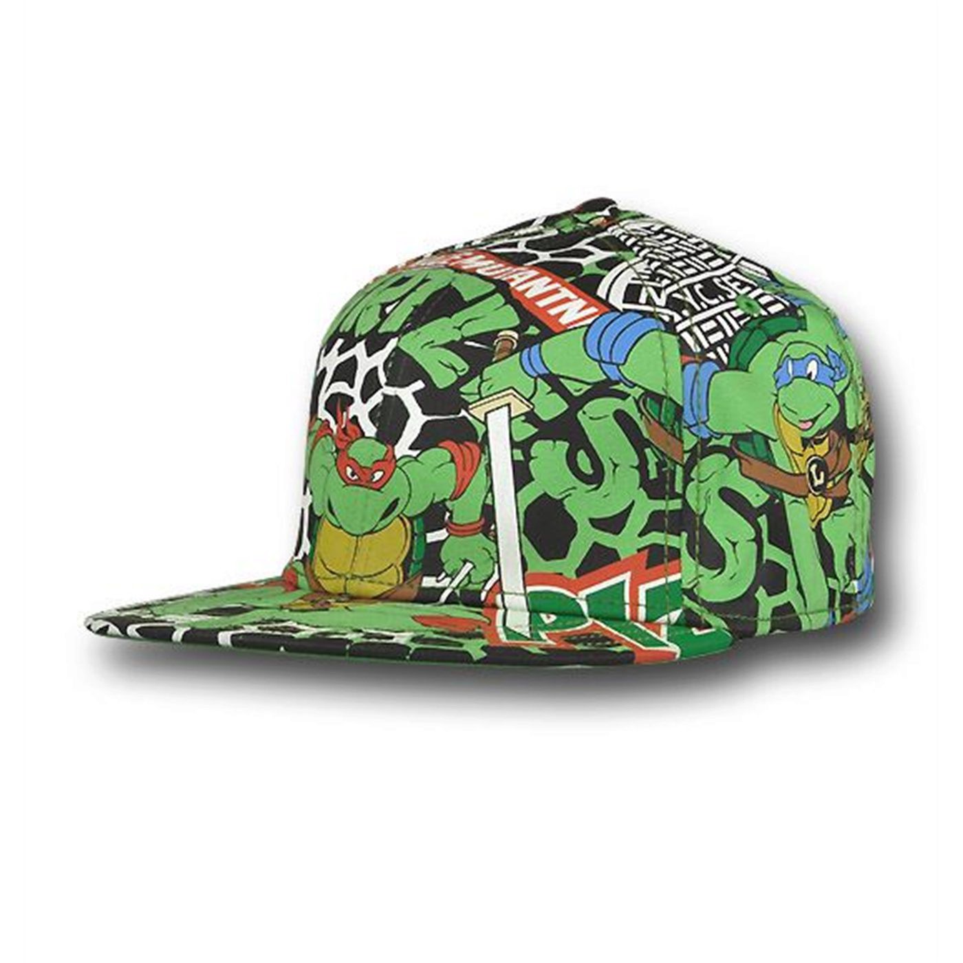TMNT All Over Print Flat Bill Cap, Green