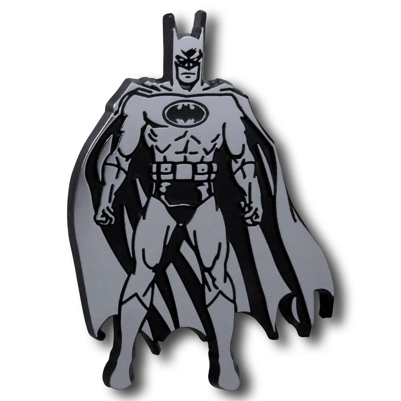 Batman Pose 3D Plastic Car Emblem, Grey