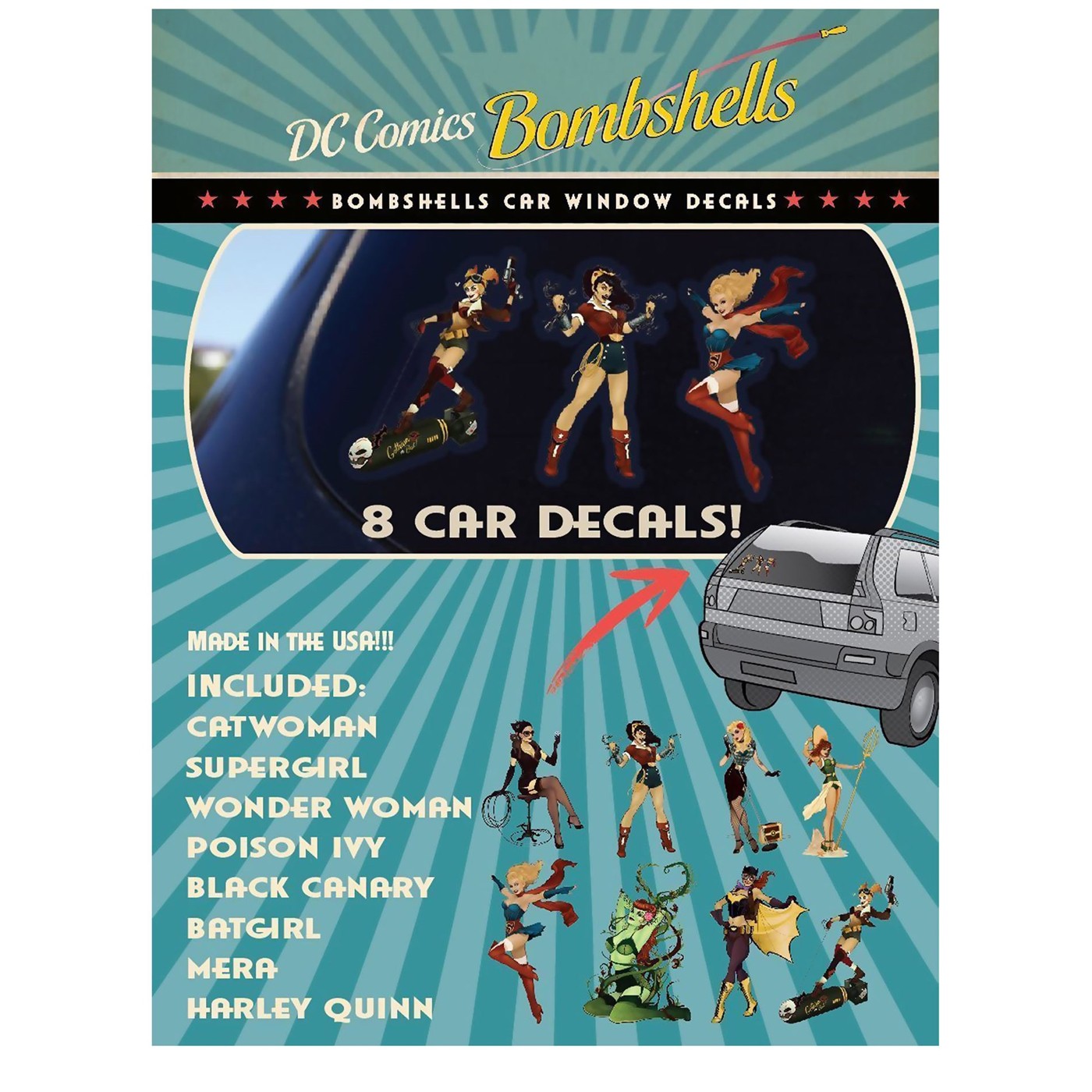 DC Comics Bombshells Car Decal 8-Pack, White