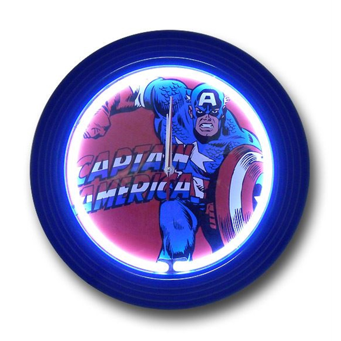 Captain America Running Neon Wall Clock, Blue