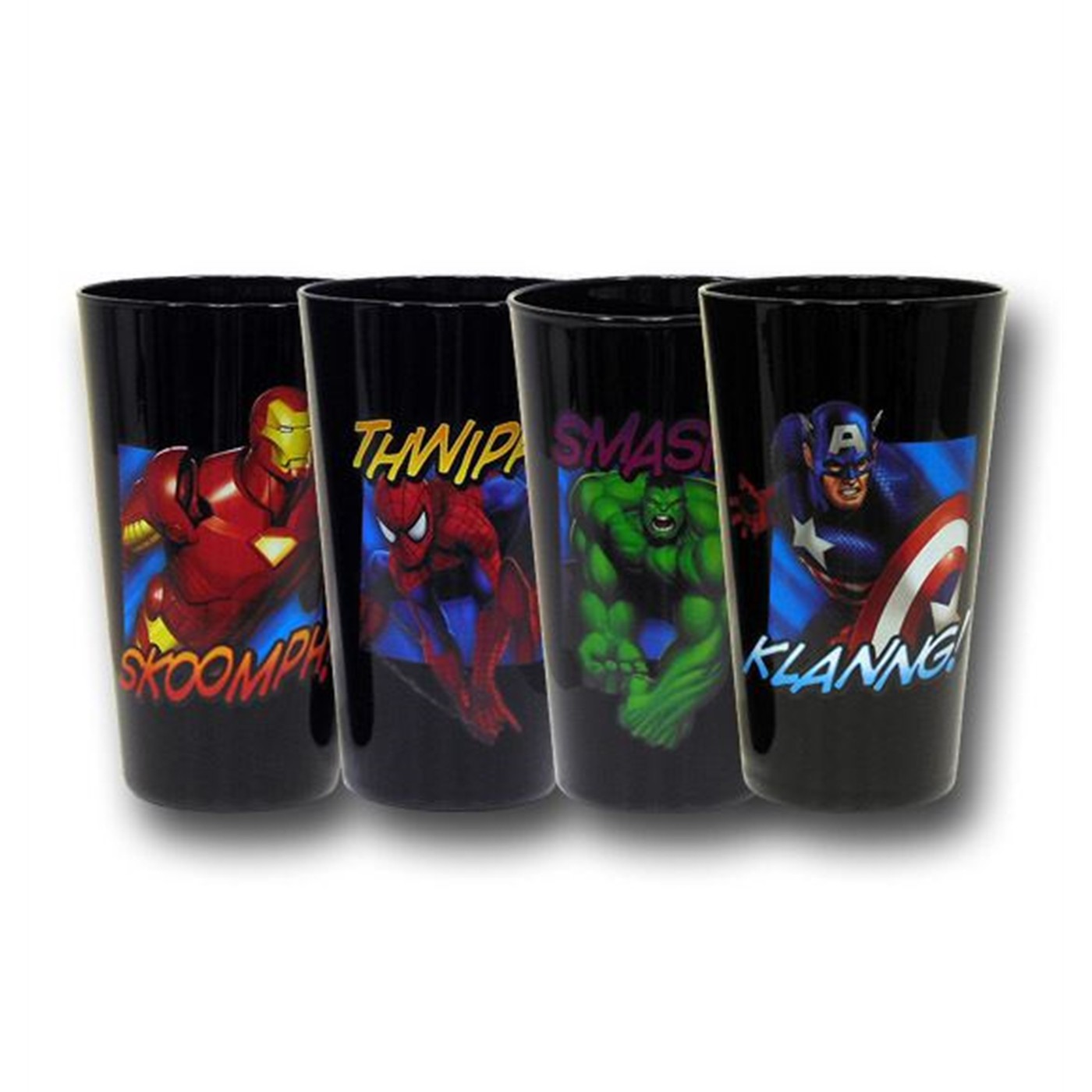 Marvel Heroes Actions and Words Black Cooler Glass Set, Black