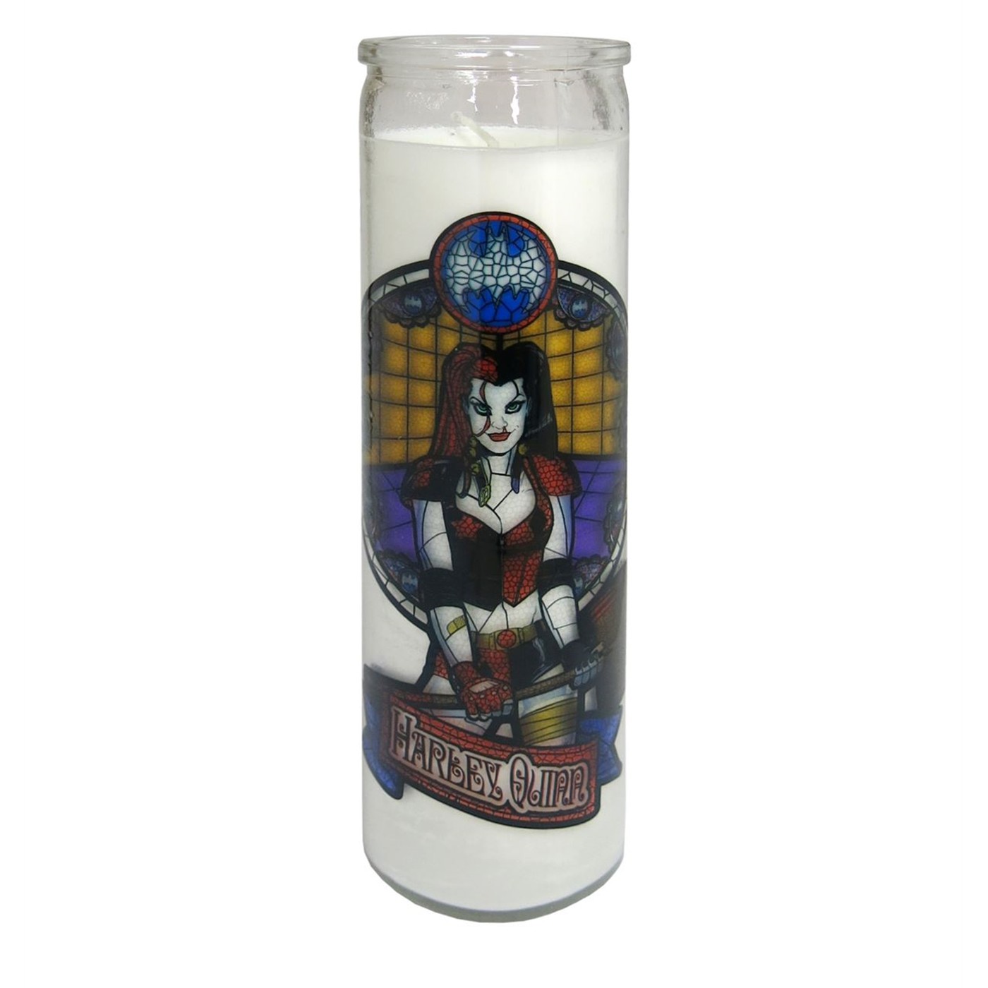 Harley Quinn Stained Glass Tall Candle, Black