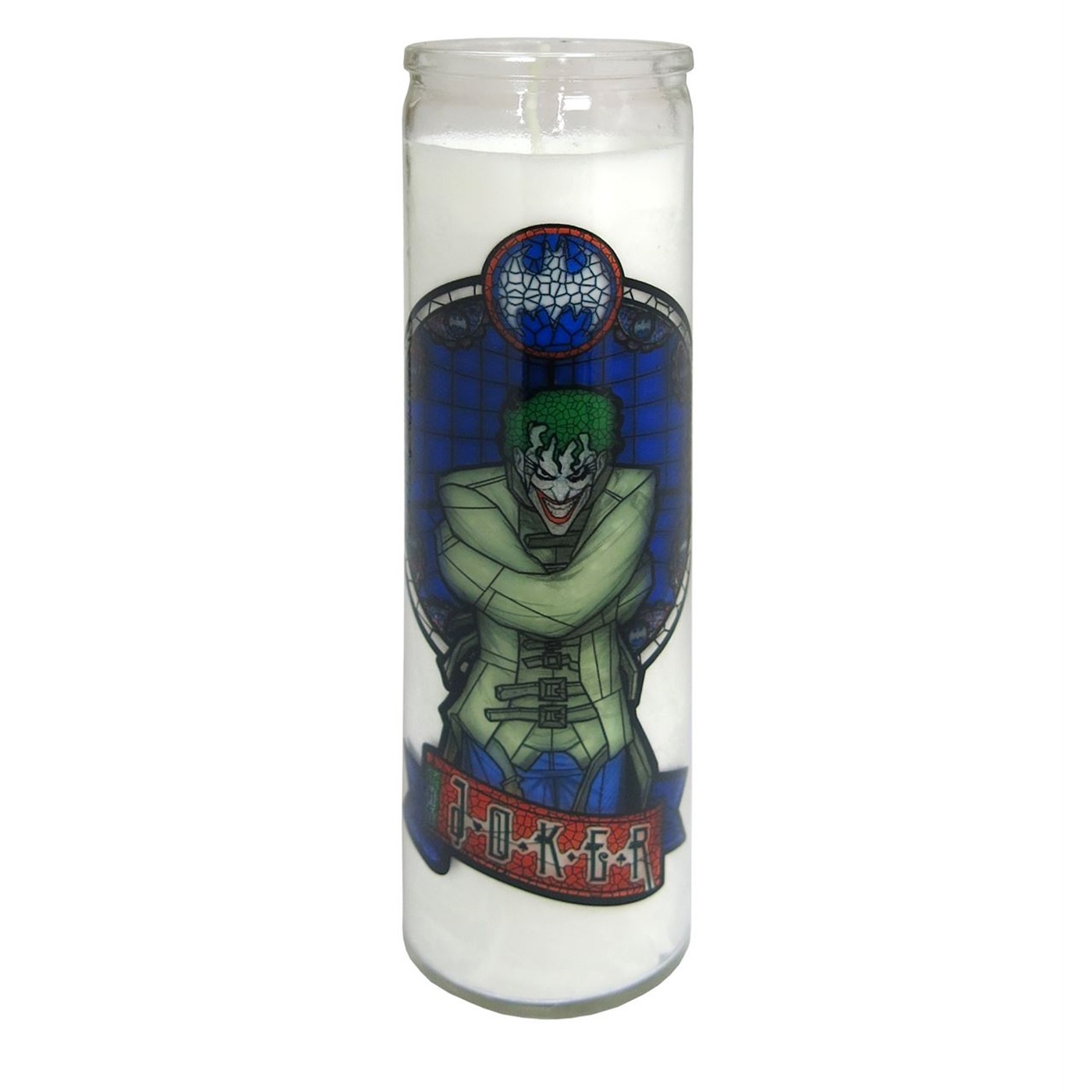 Joker Stained Glass Tall Candle, Purple
