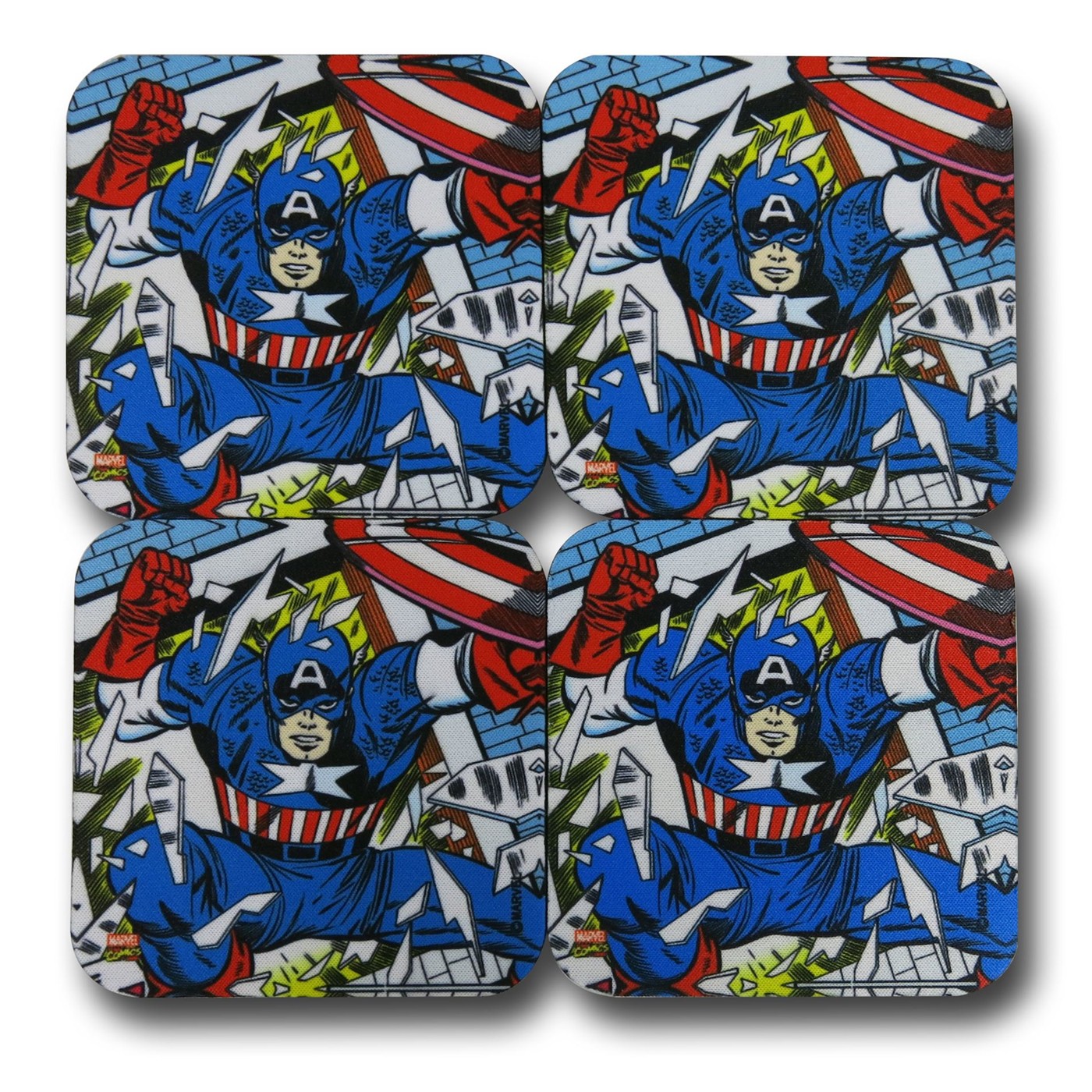 Captain America 4-Piece Coaster Set, Blue