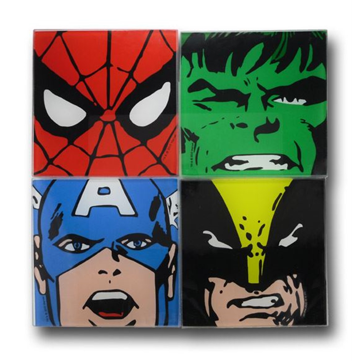 Marvel Retro Faces Glass Coaster Set