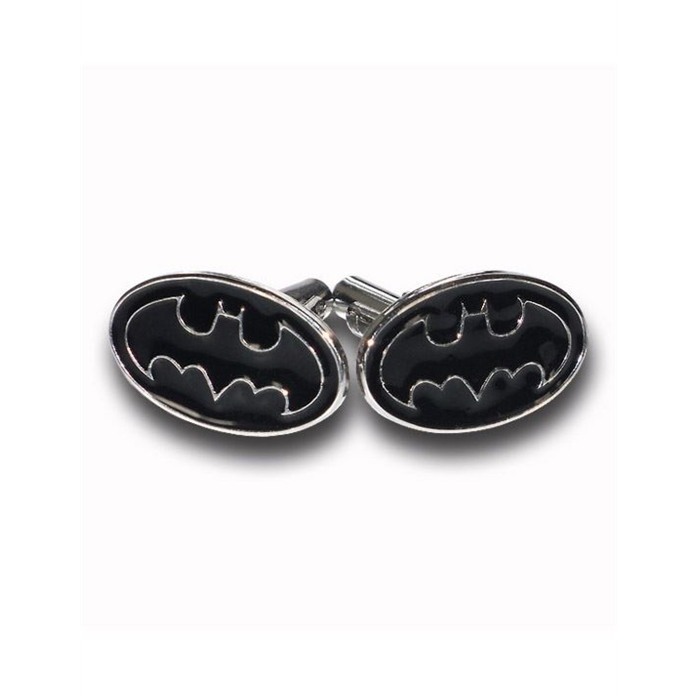 Batman Symbol Black Oval Cuff Links, Black