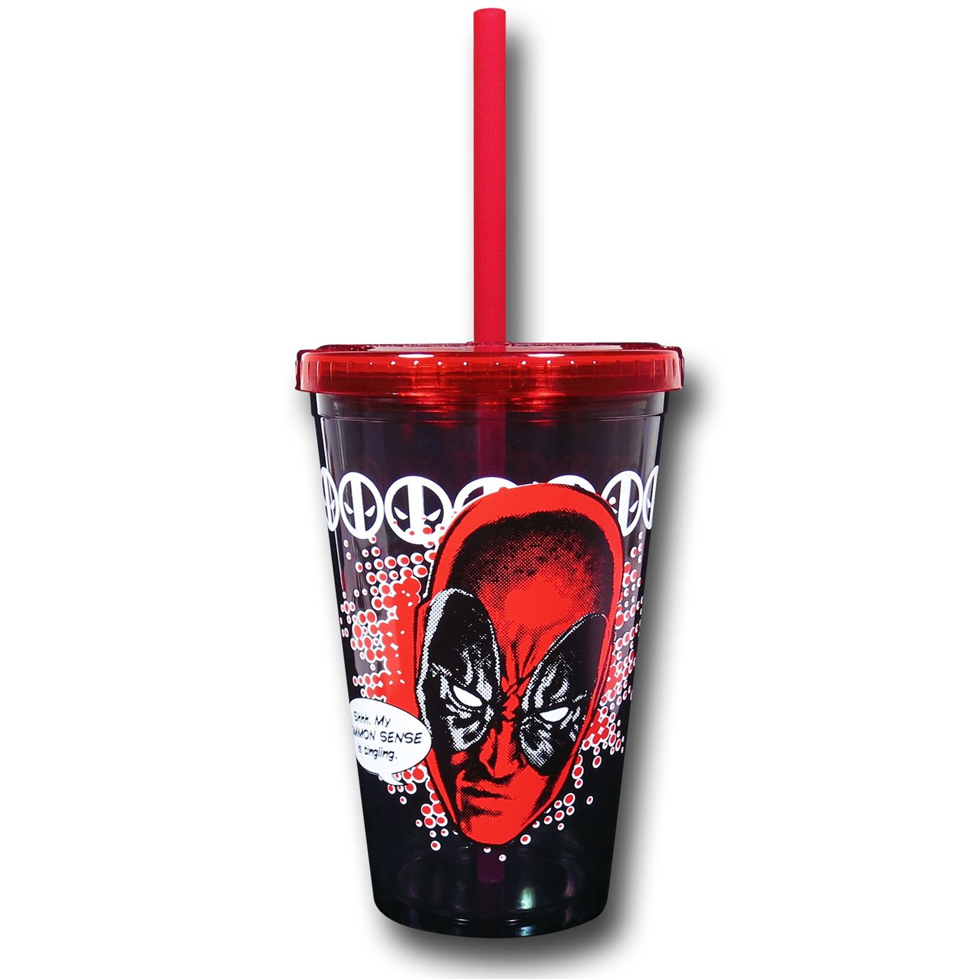 Deadpool Common Sense Cold Cup With Straw, Red