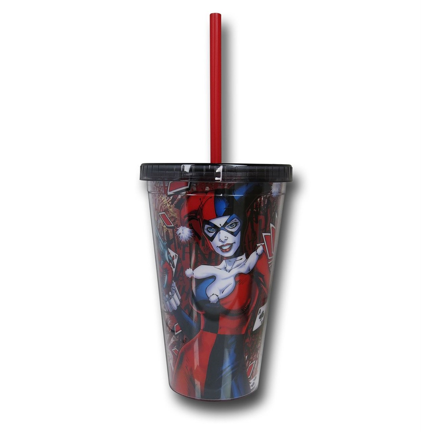 Harley Quinn 16oz Cold Cup with Reusable Ice Cubes, Red