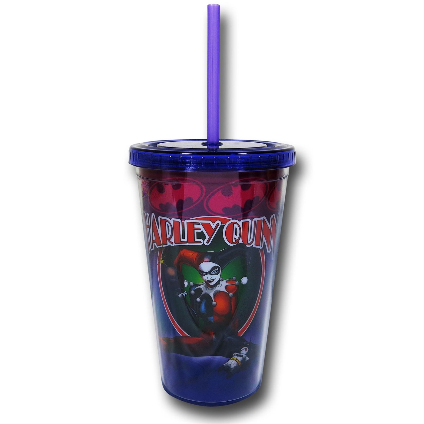 Harley Quinn Lit Fuse Cold Cup w/ Straw, Purple