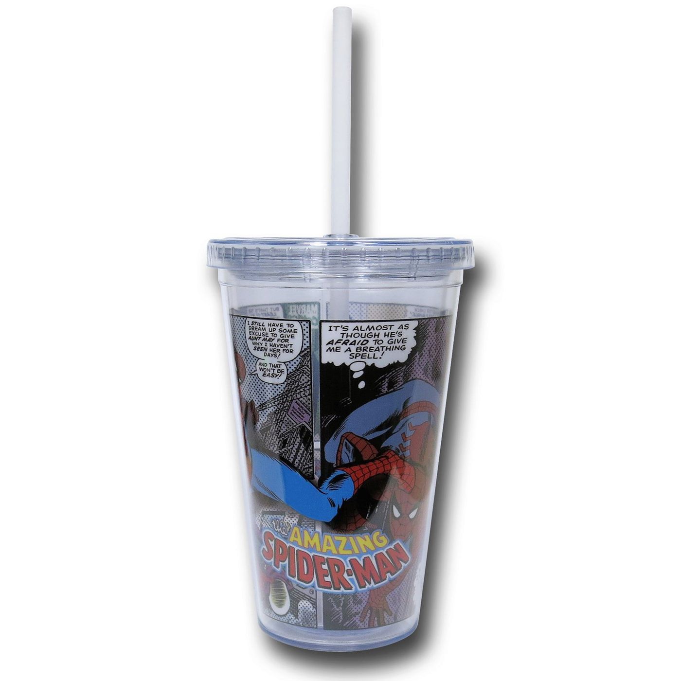 Spiderman Comic Strip 16oz Acrylic Cold Cup, Red