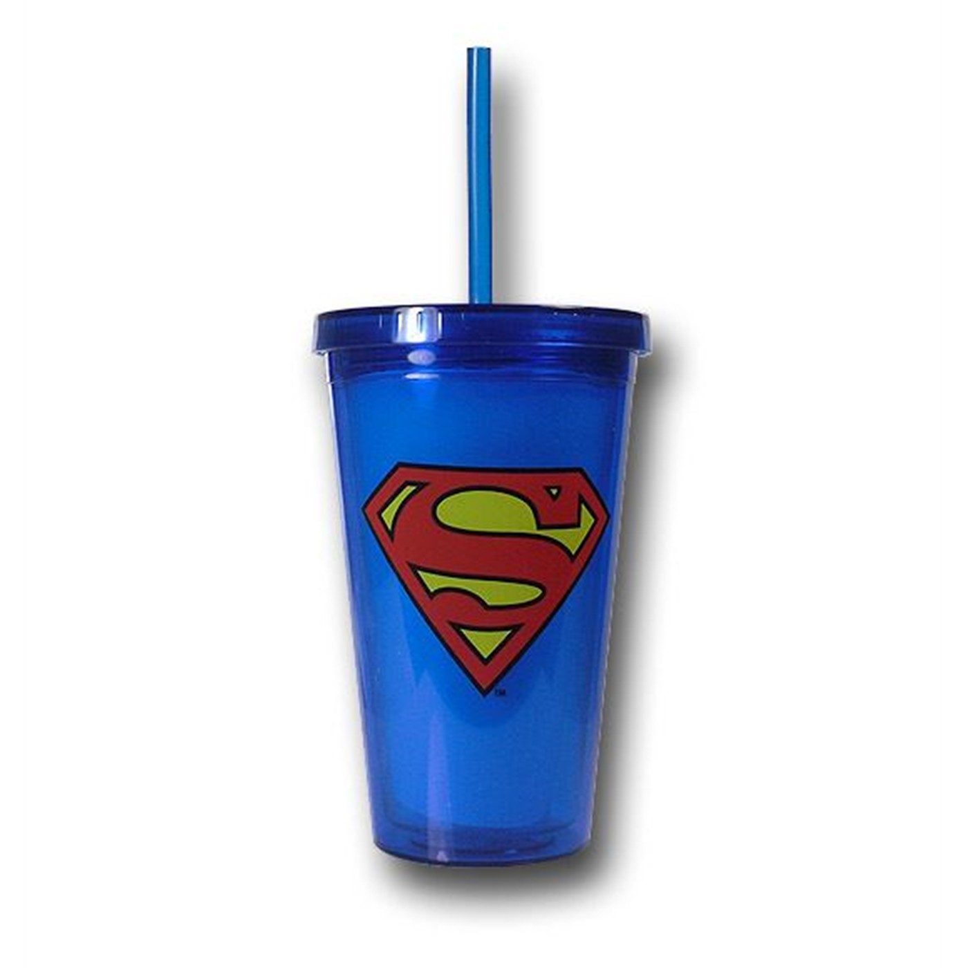 Superman Symbol Blue Acrylic Cold Cup w/Lid, Blue