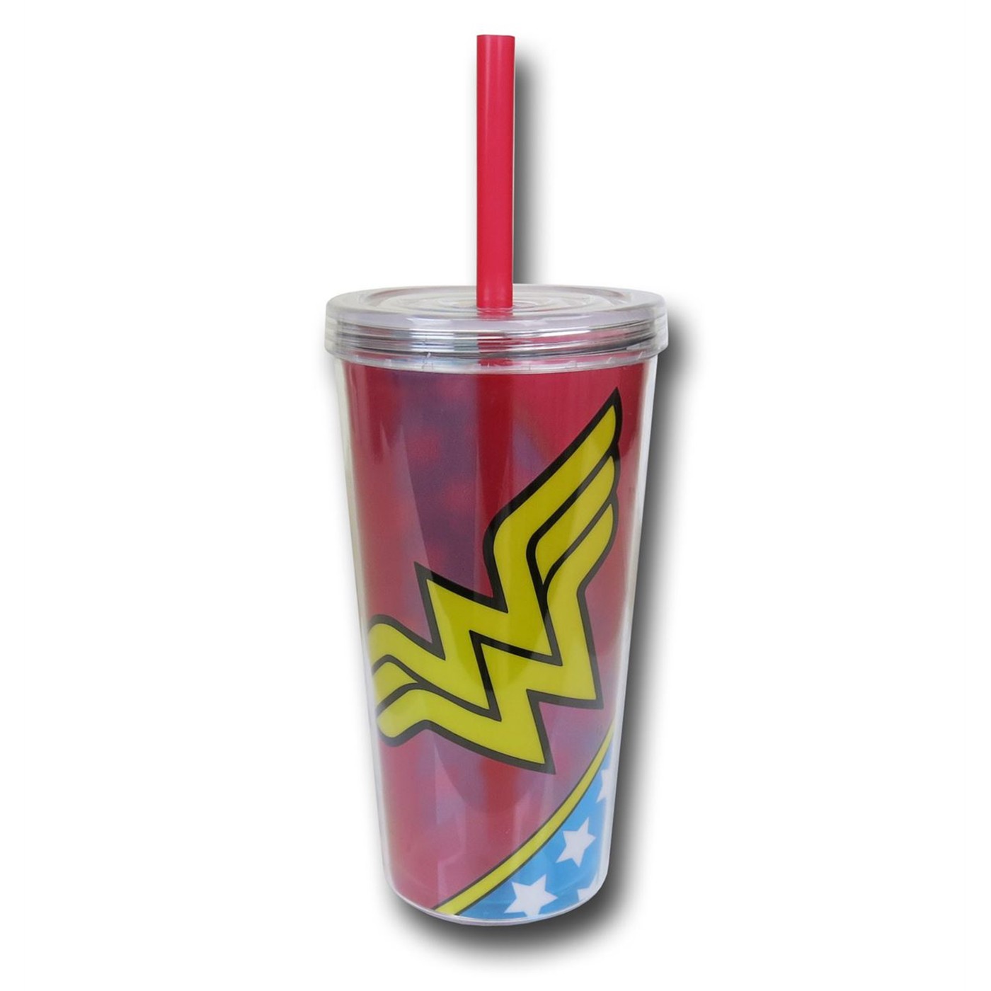Wonder Woman Symbol & Stars Acrylic Cold Cup, Red