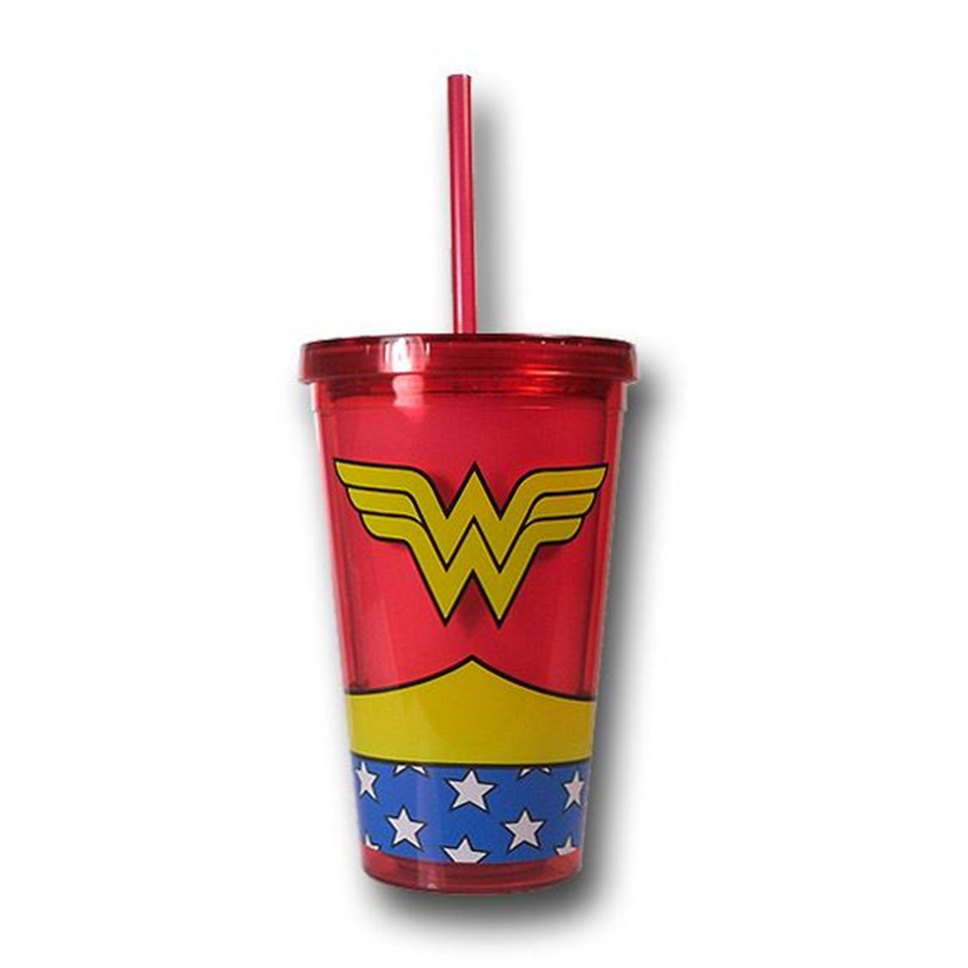 Wonder Woman Costume Acrylic Cold Cup w/Lid, Red
