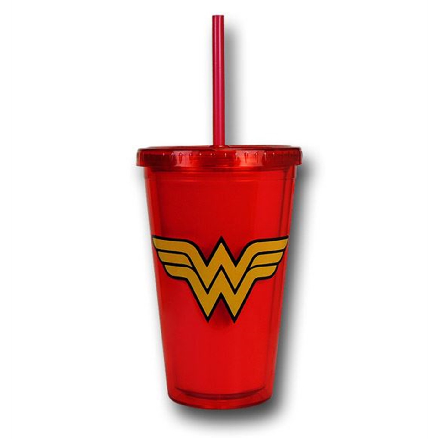 Wonder Woman Symbol Red 18oz Acrylic Cold Cup, Red