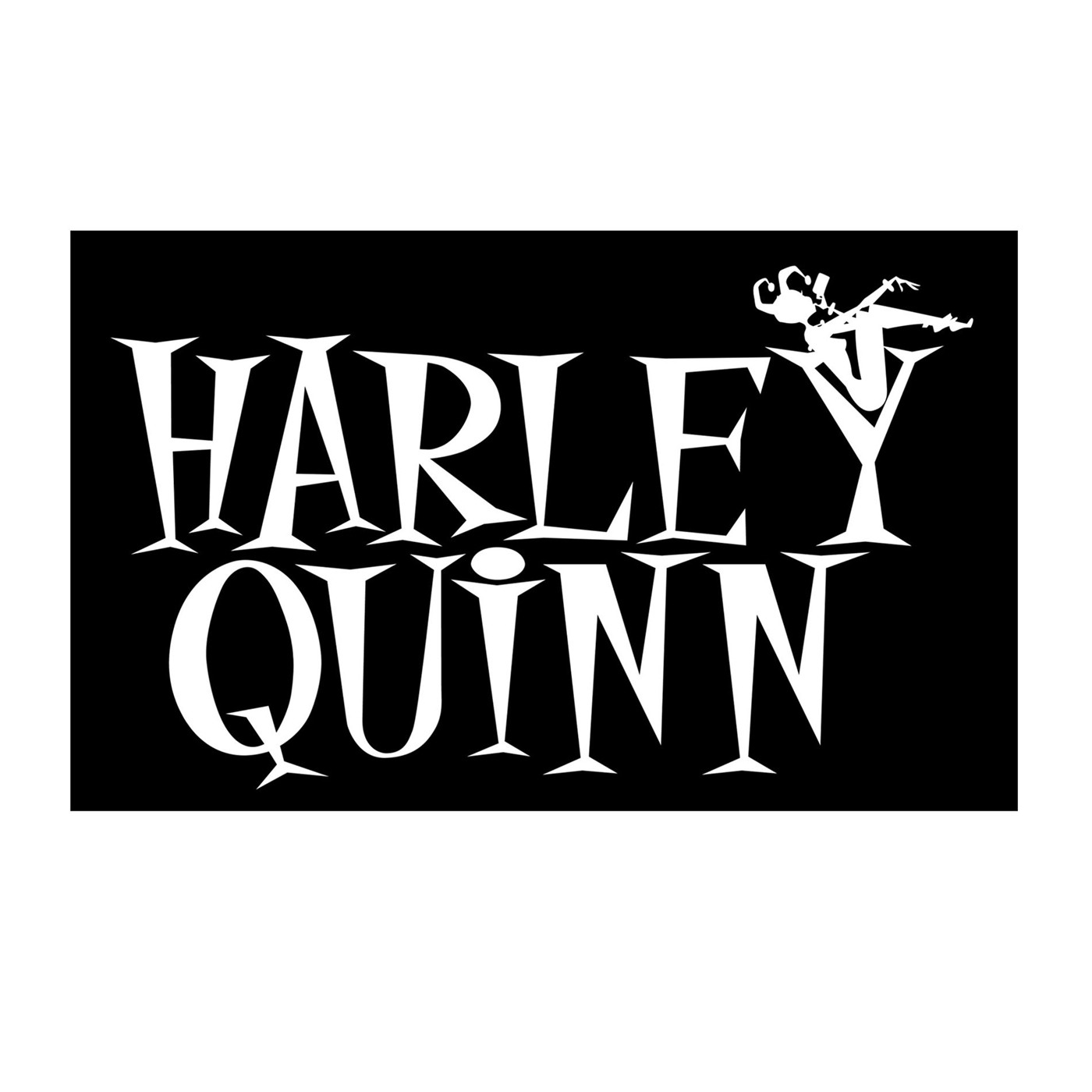 Harley Quinn Text & Martini White Decal, White