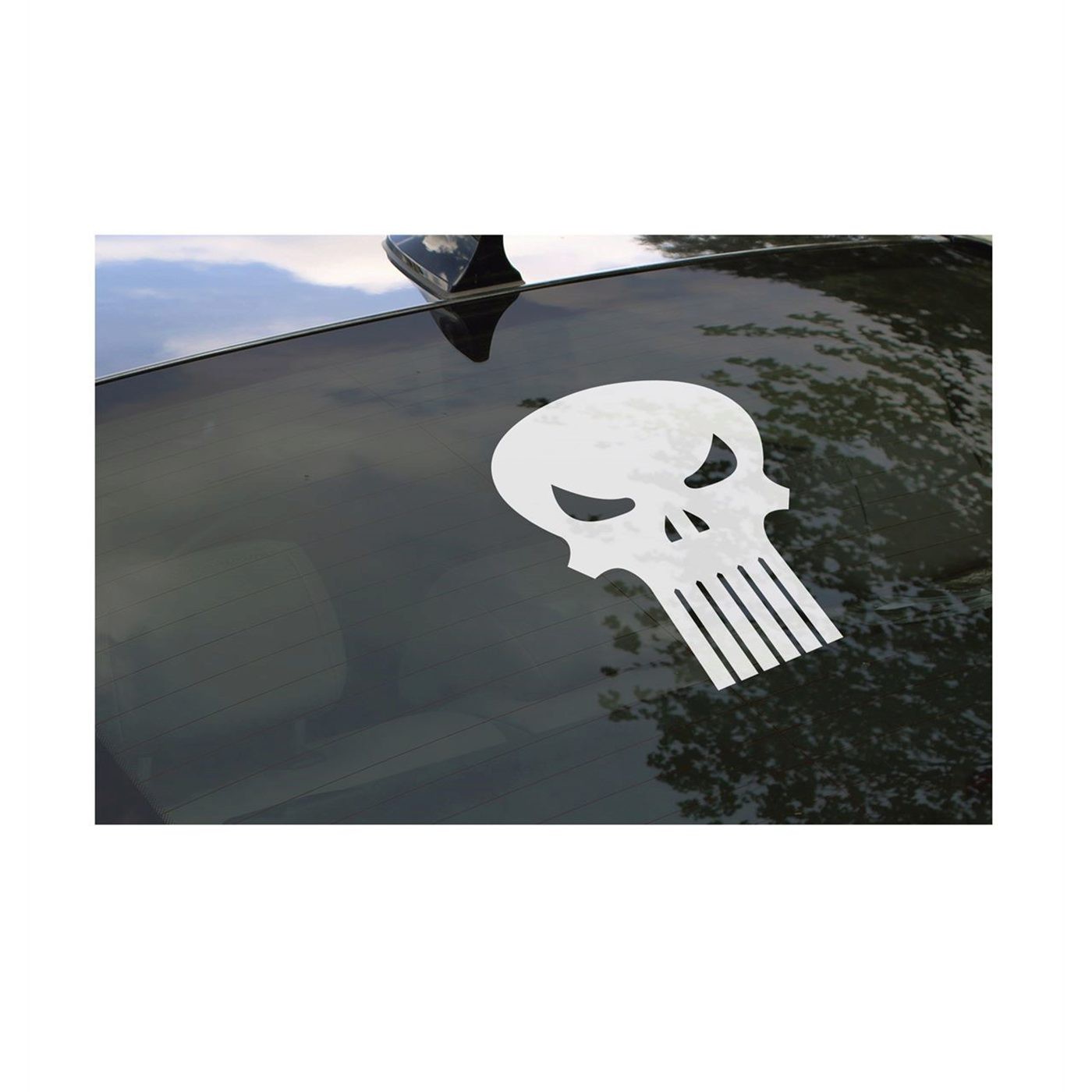 Punisher Symbol Rear Window Decal, White
