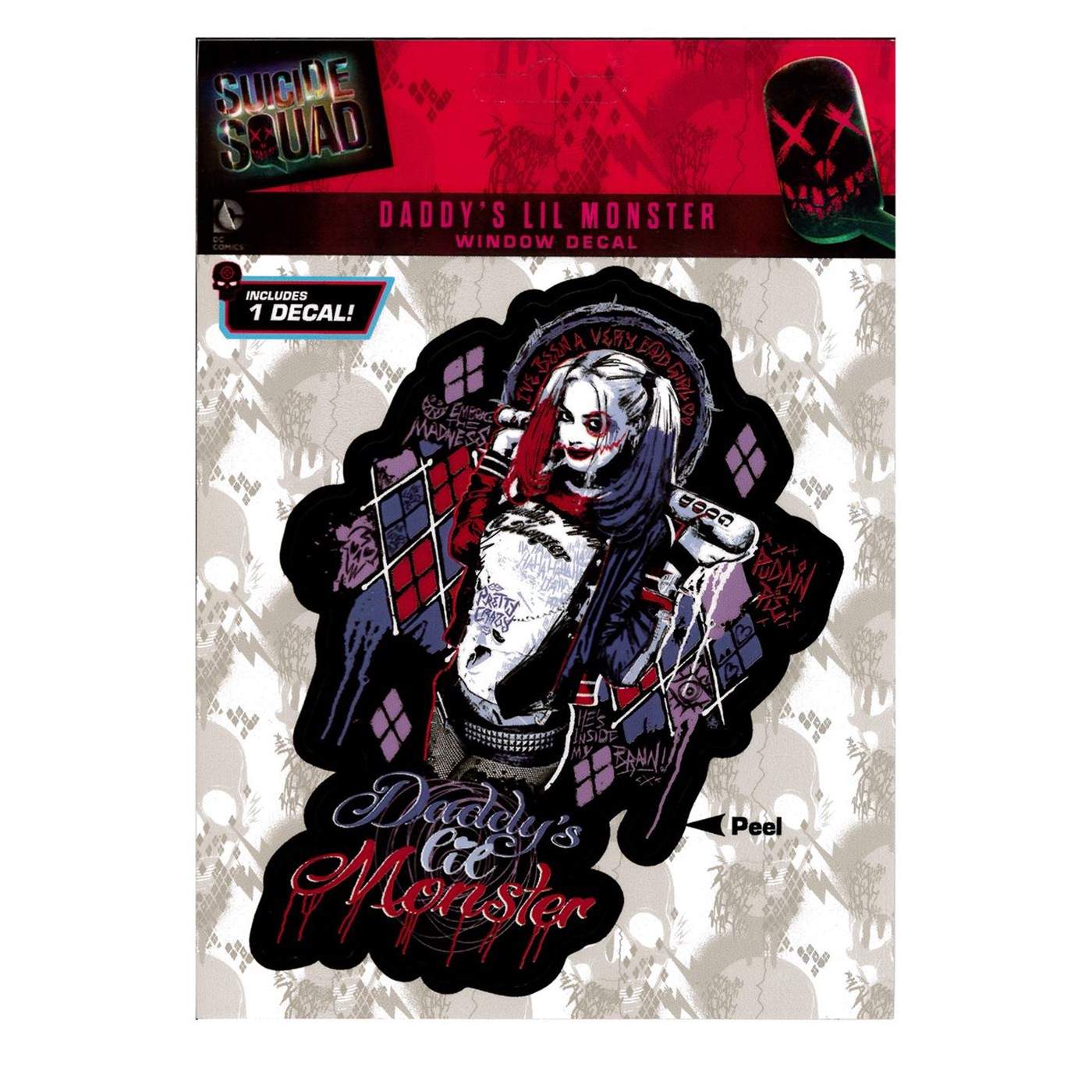 Suicide Squad Harley Quinn Monster Car Window Decal, Black