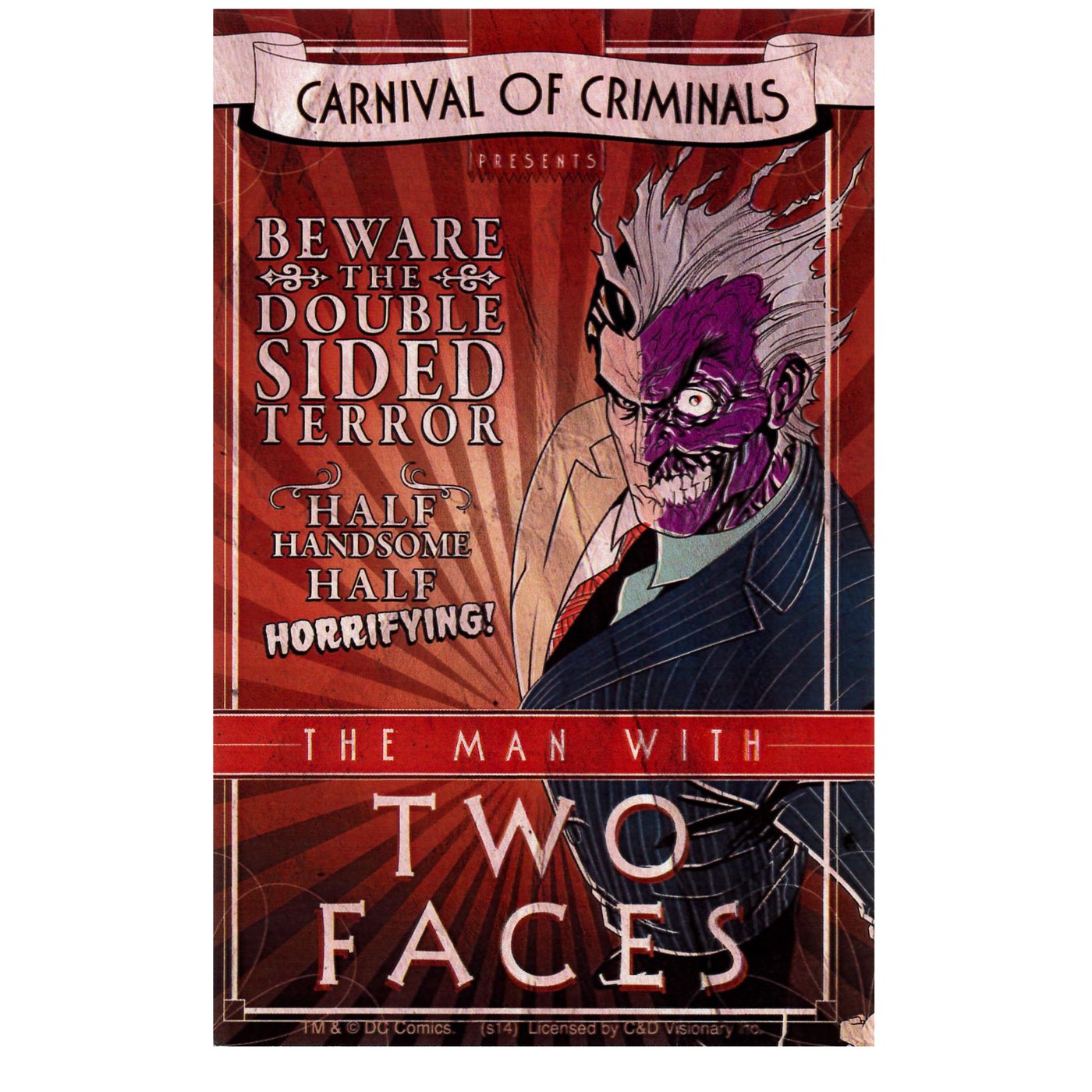 Two-Face Carnival Poster Decal, Brown