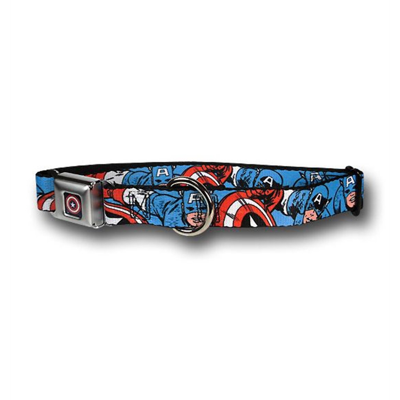 Captain America Seatbelt Dog Collar, Blue