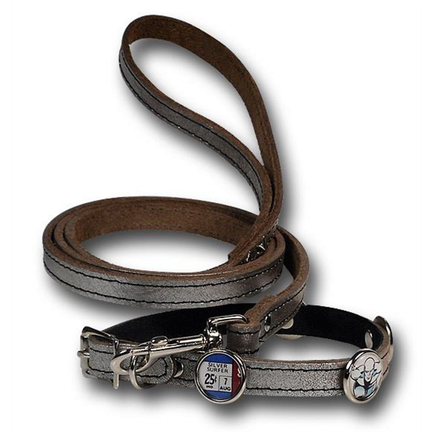 Silver Surfer Dog Collar/Leash Combo, Grey