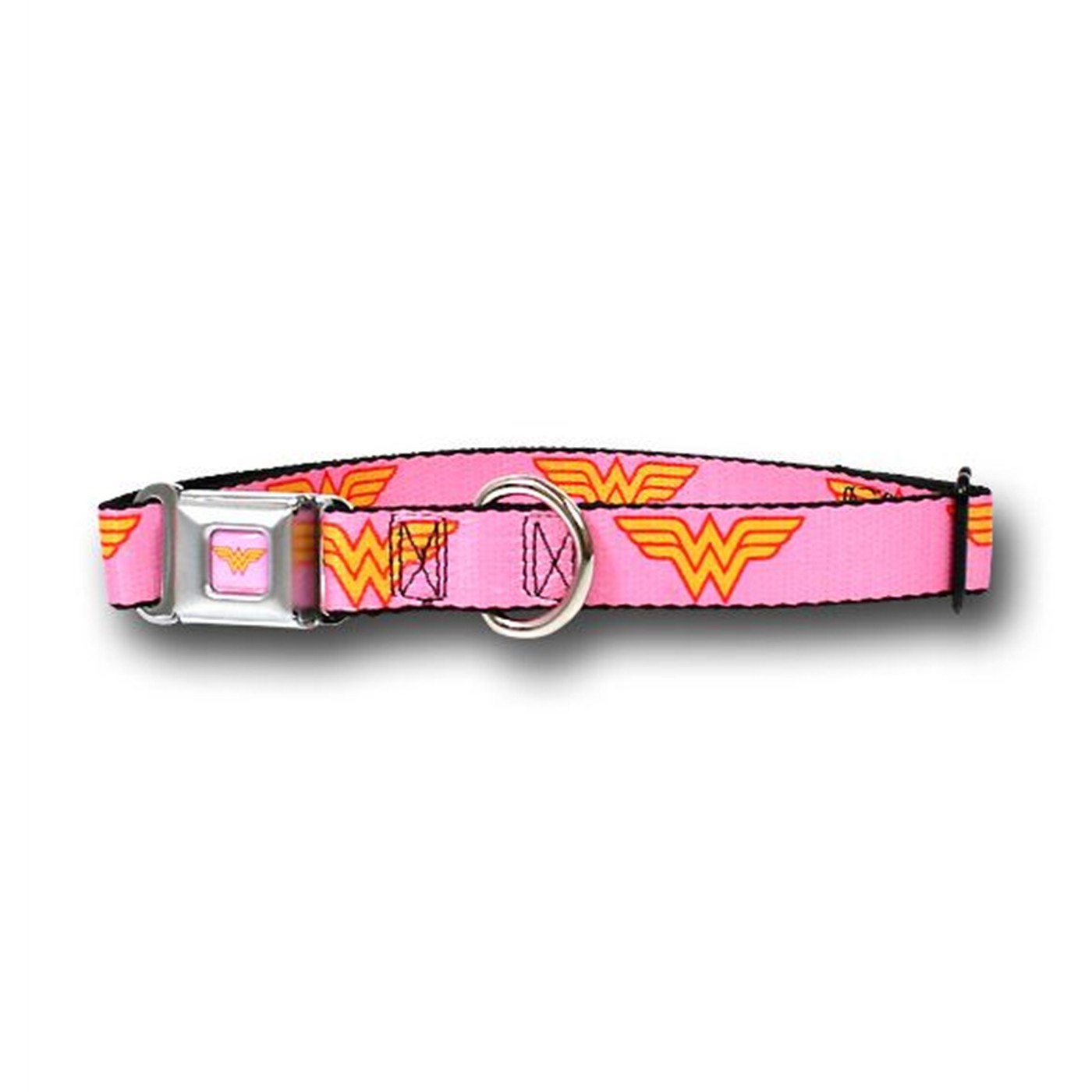 Wonder Woman Symbols Pink Dog Collar, Pink