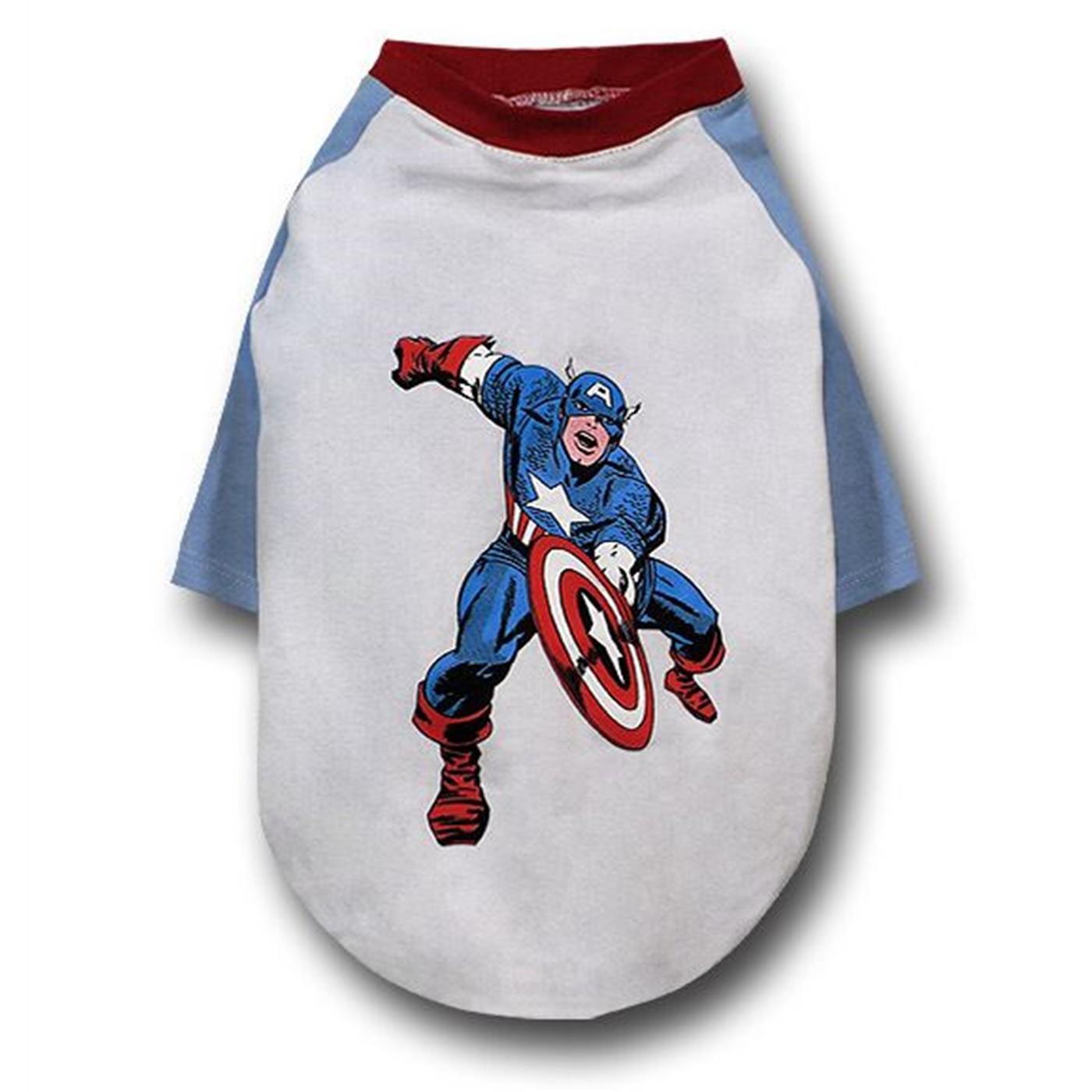Captain America Color Image Dog T-Shirt, White