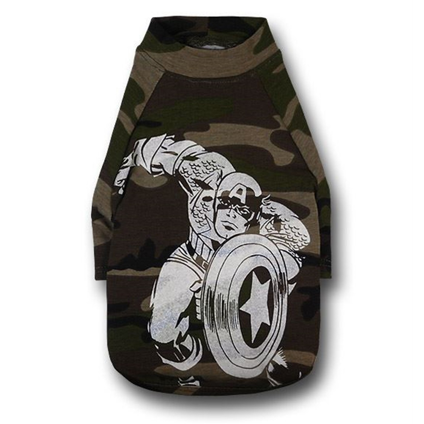 Captain America White Image Camo Dog T-Shirt, Brown