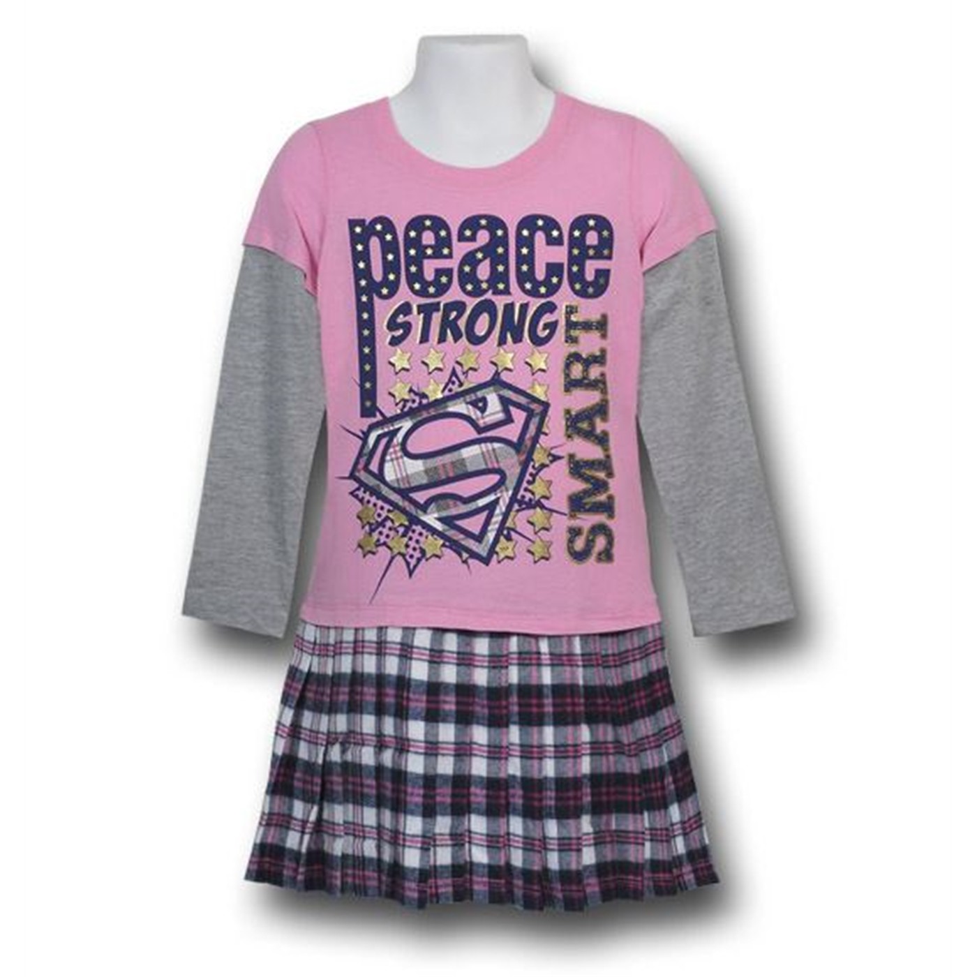 Supergirl Juvi Double Sleeve Shirt Dress, Pink
