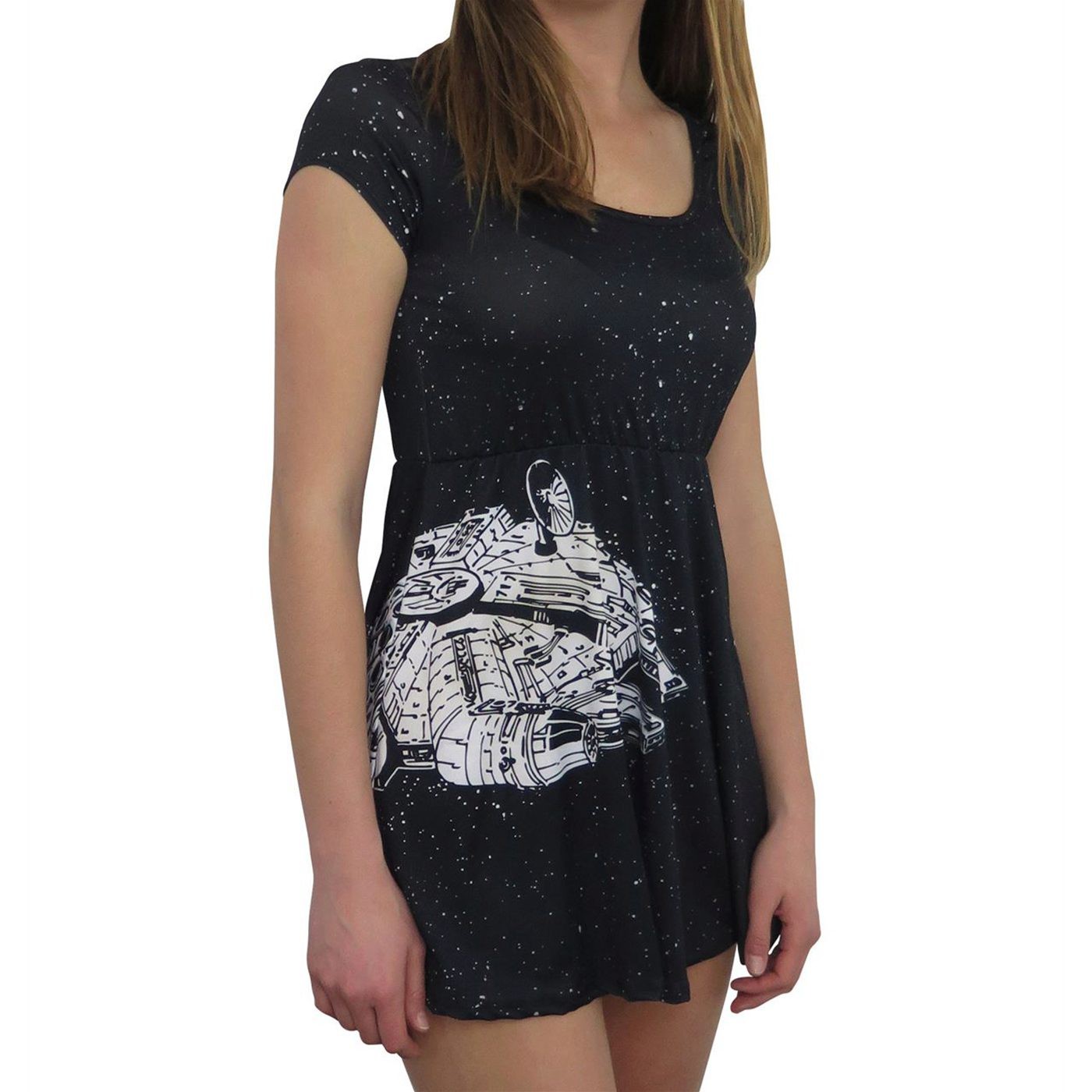Star Wars Millennium Falcon Womens Skater Dress, Black