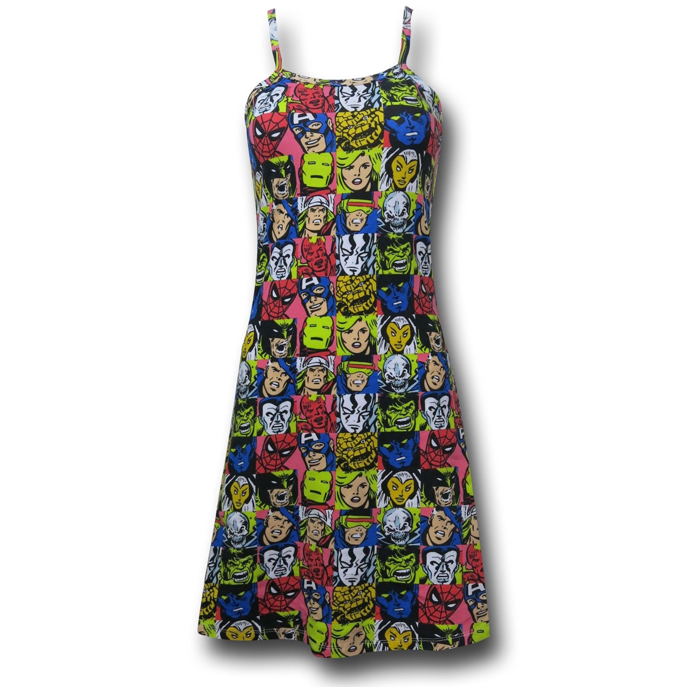 Marvel Collage Women's Spaghetti Strap Dress, White