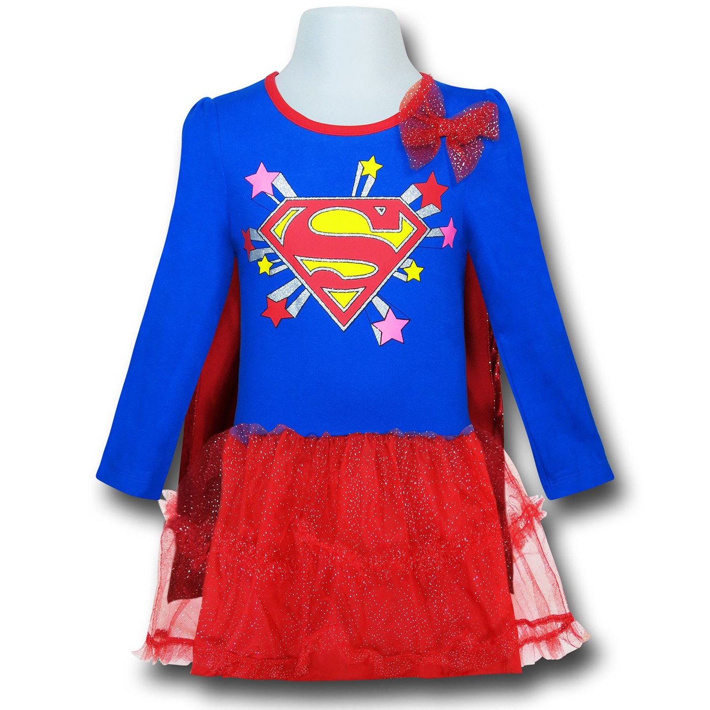 Supergirl Caped Girls Dress, Blue