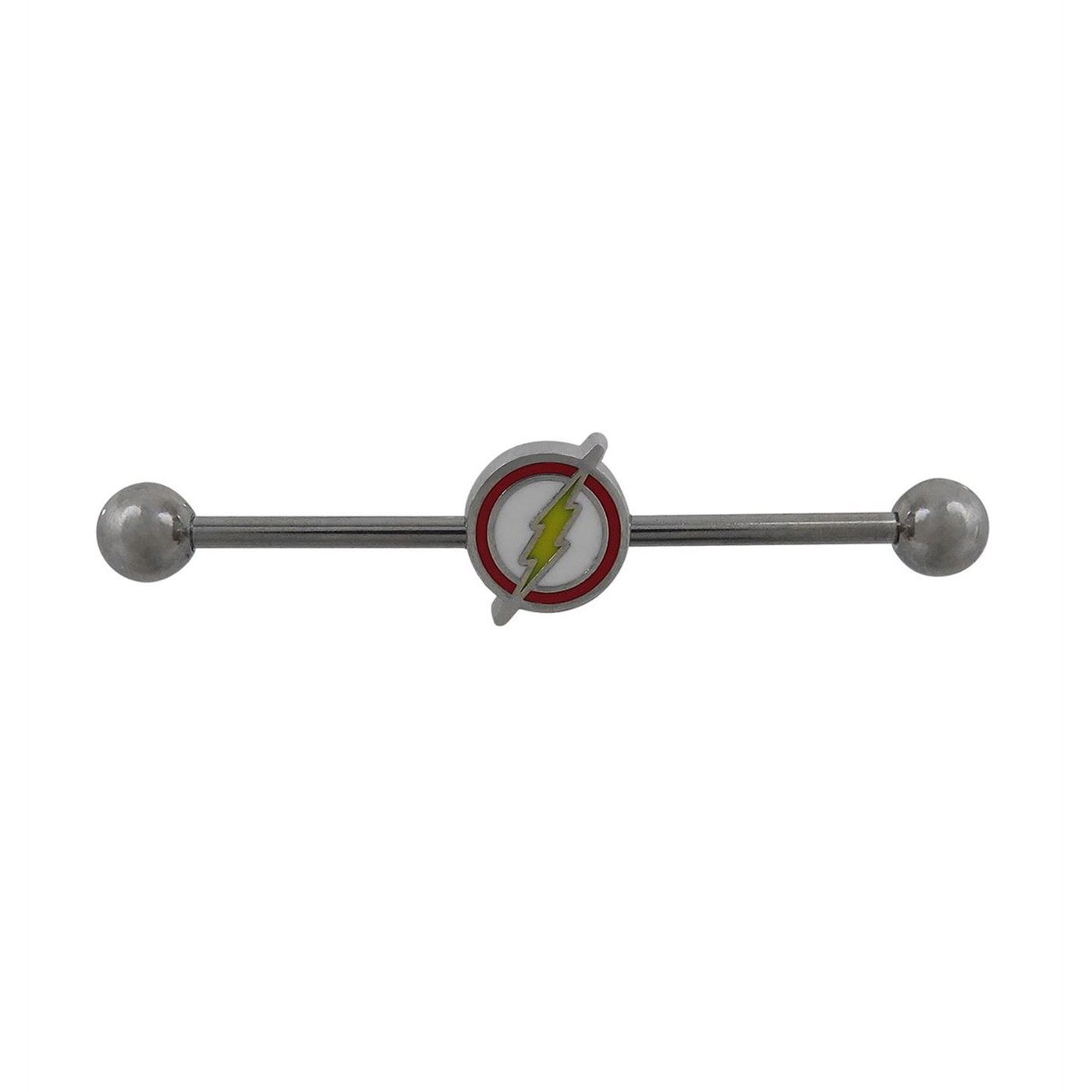 Flash Symbol 14G Stainless Steel Barbell Earring, Red